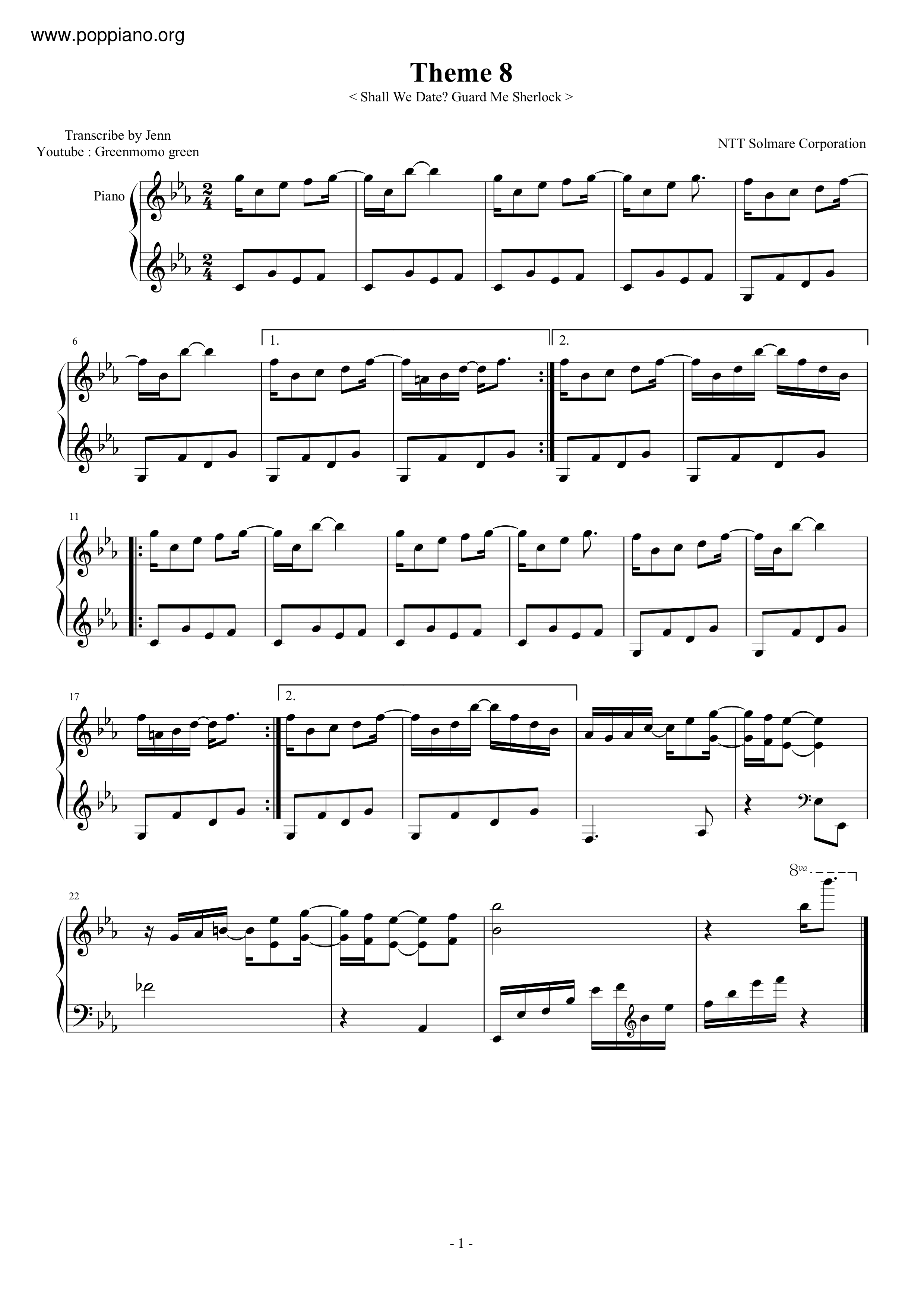 Theme 8琴譜