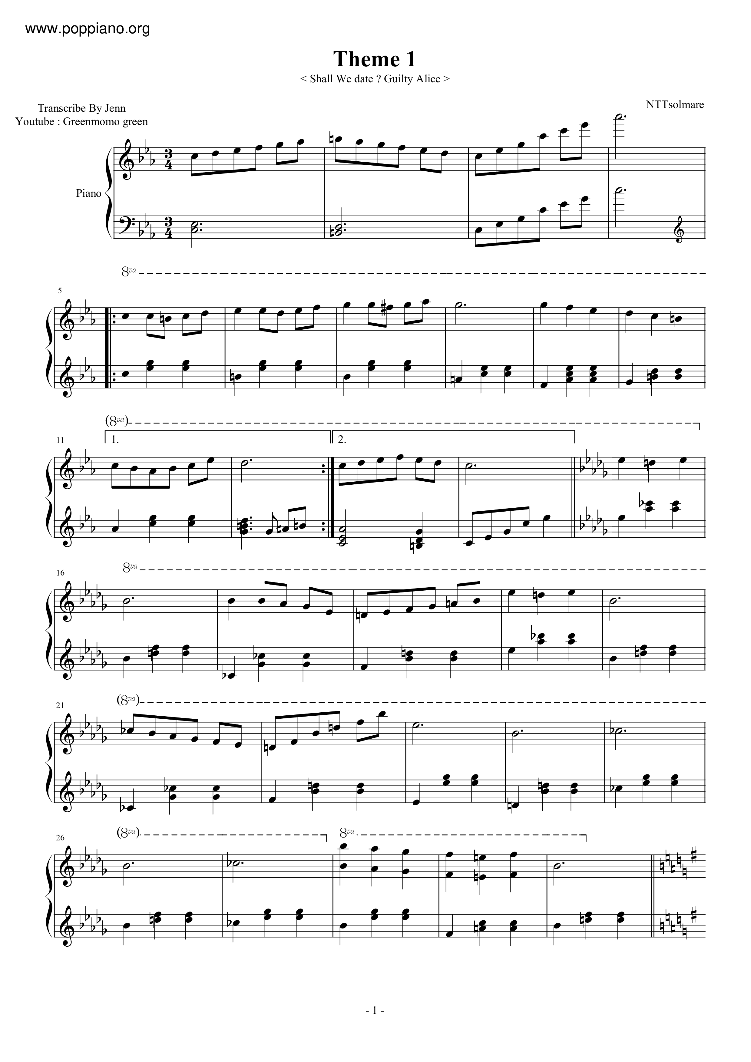 Theme 1琴譜