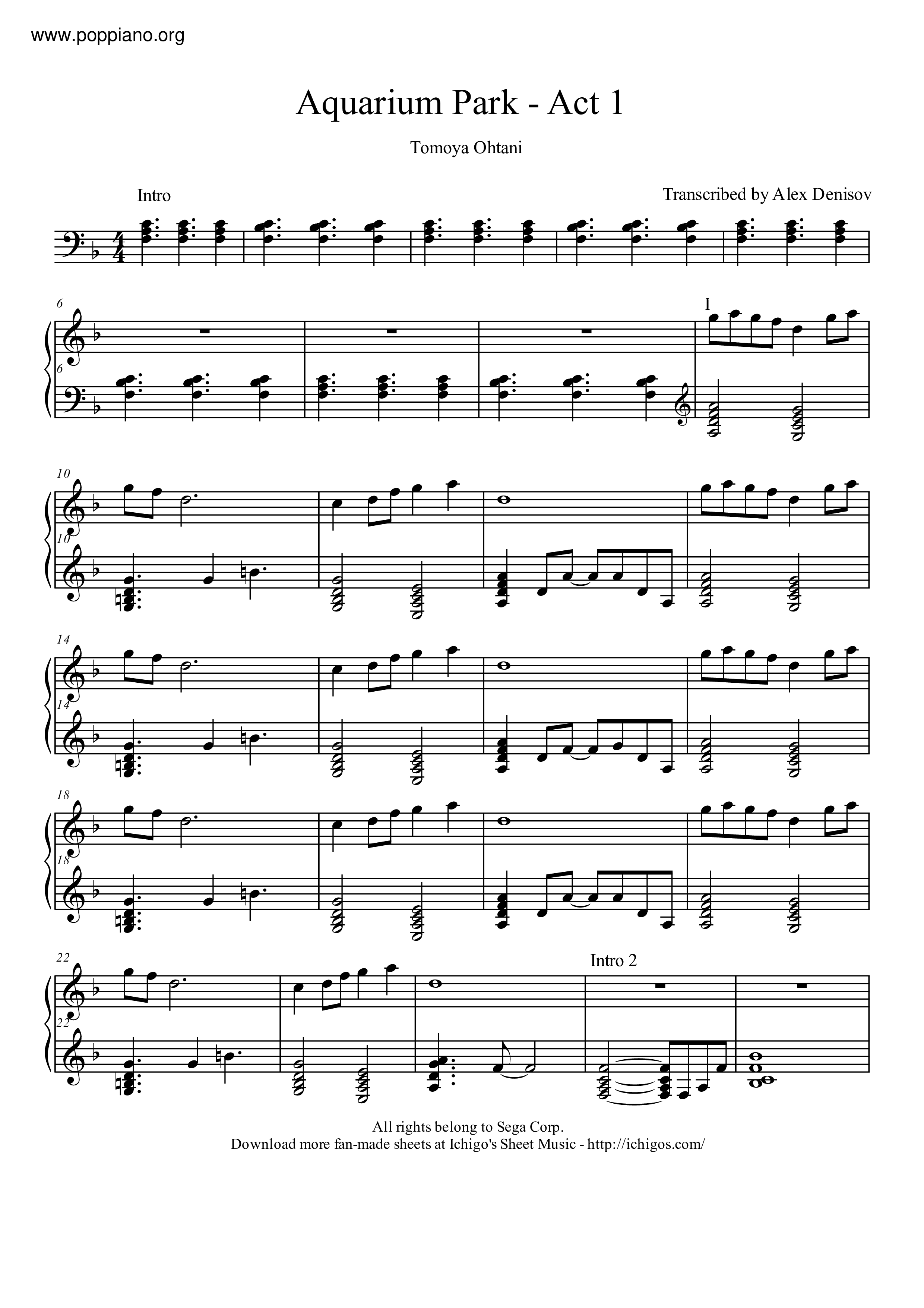 Aquarium Park - Act 1琴譜