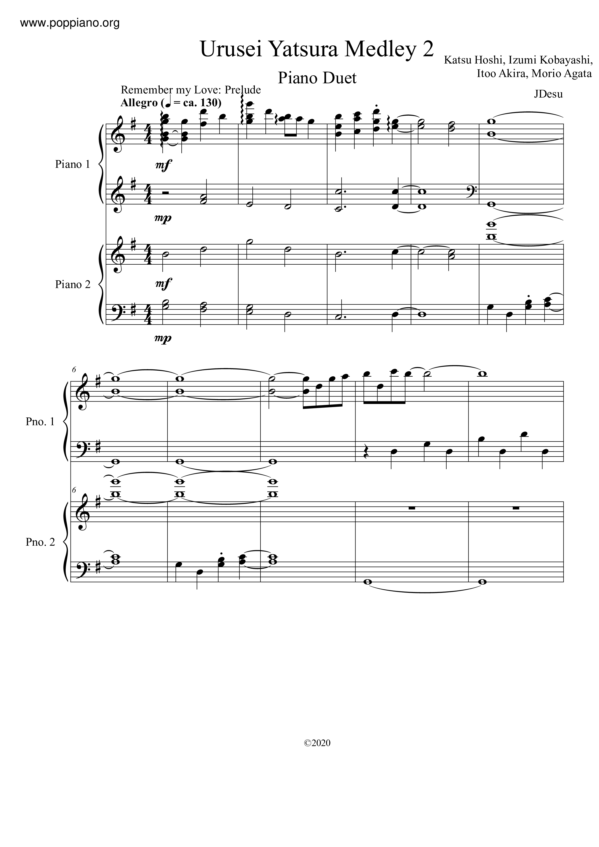 Urusei Yatsura Piano Medley 2琴譜