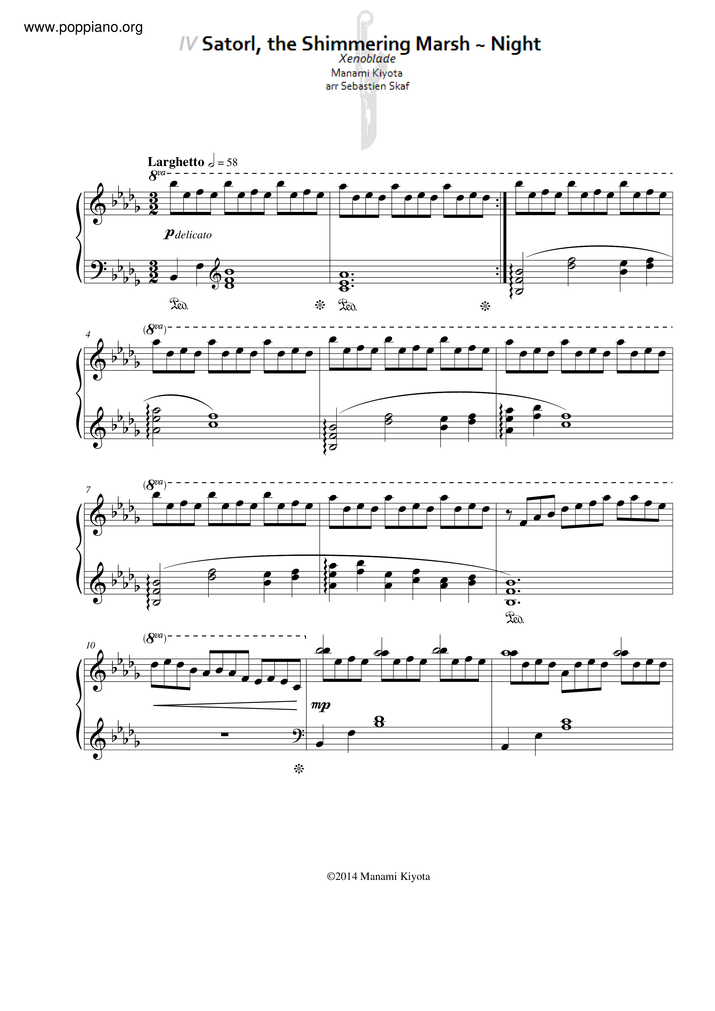 Satorl, The Shimmering Marsh ~ Night琴譜