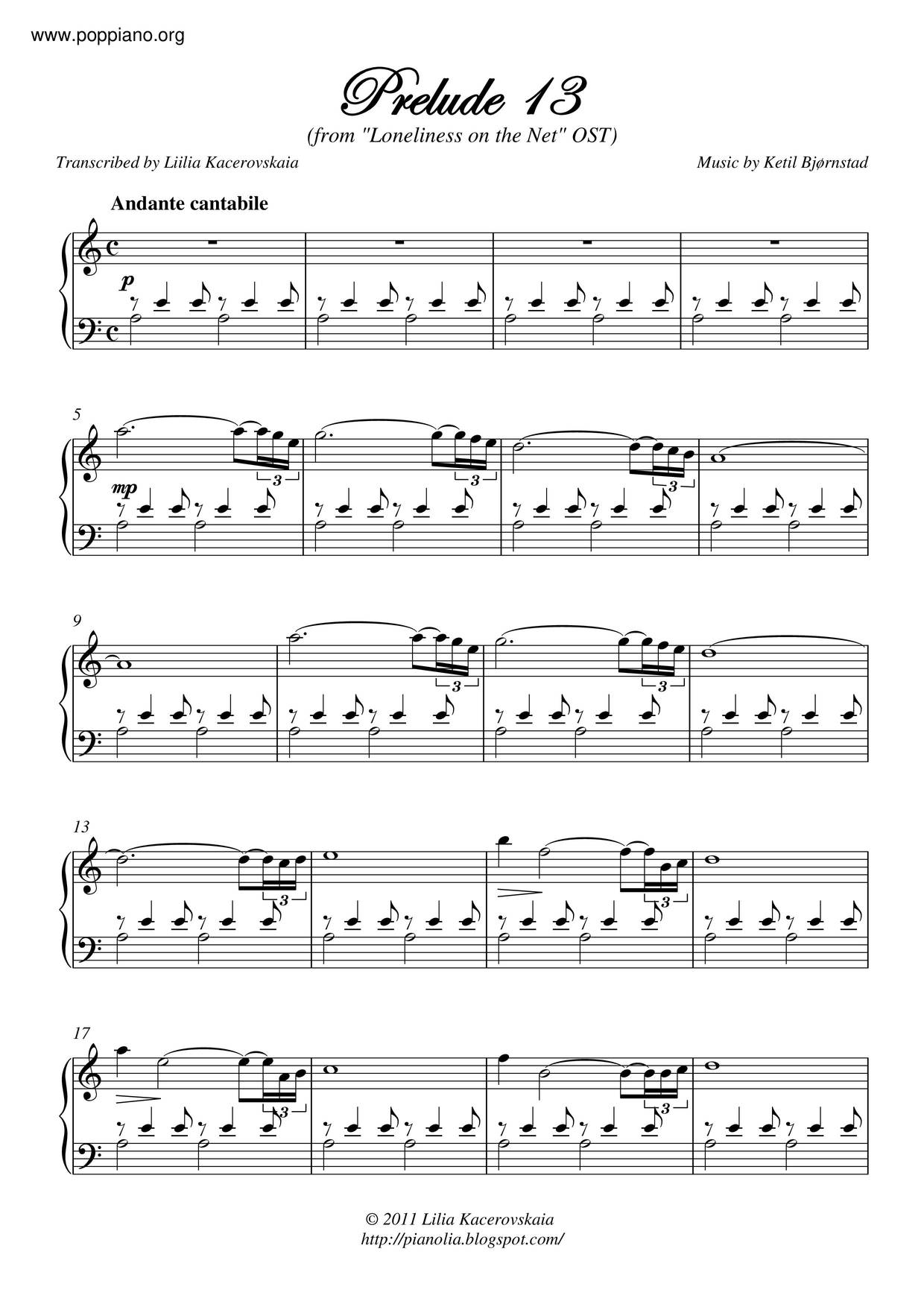Prelude 13琴譜