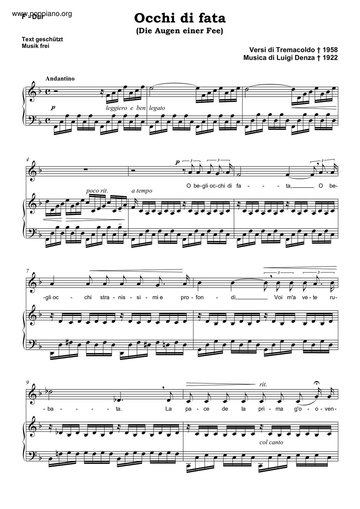 Occhi Di Fata琴譜