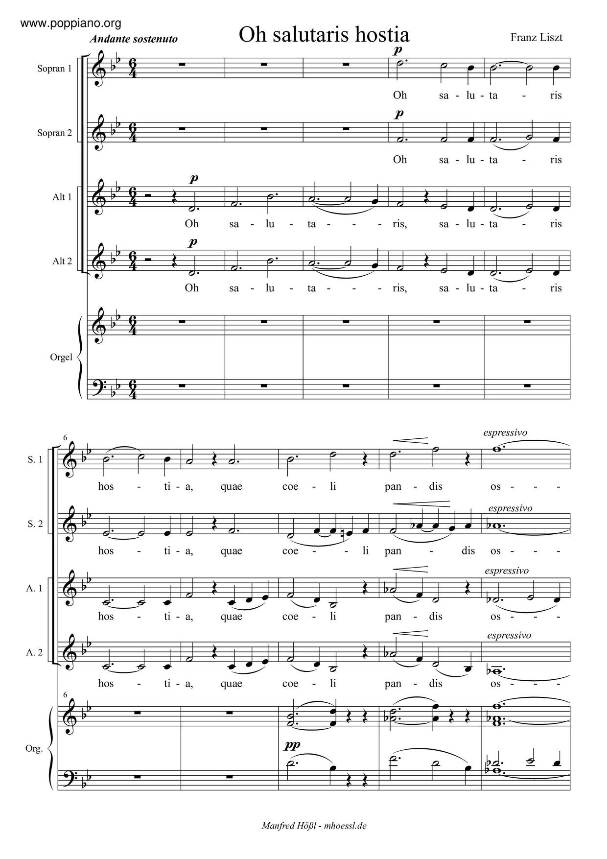 O Salutaris Hostia I, S.40琴譜