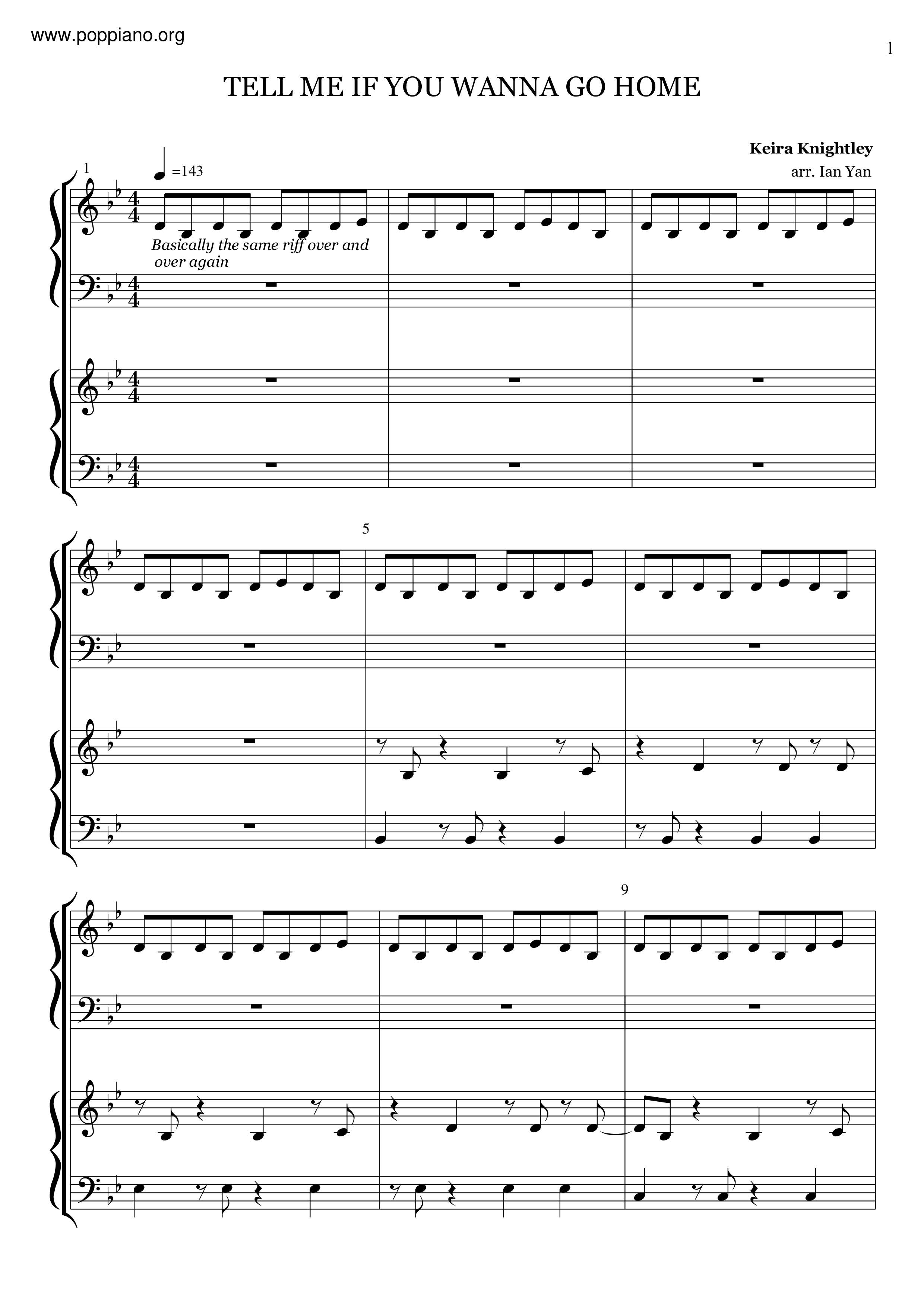 Begin Again - Tell Me If You Wanna Go Home琴譜
