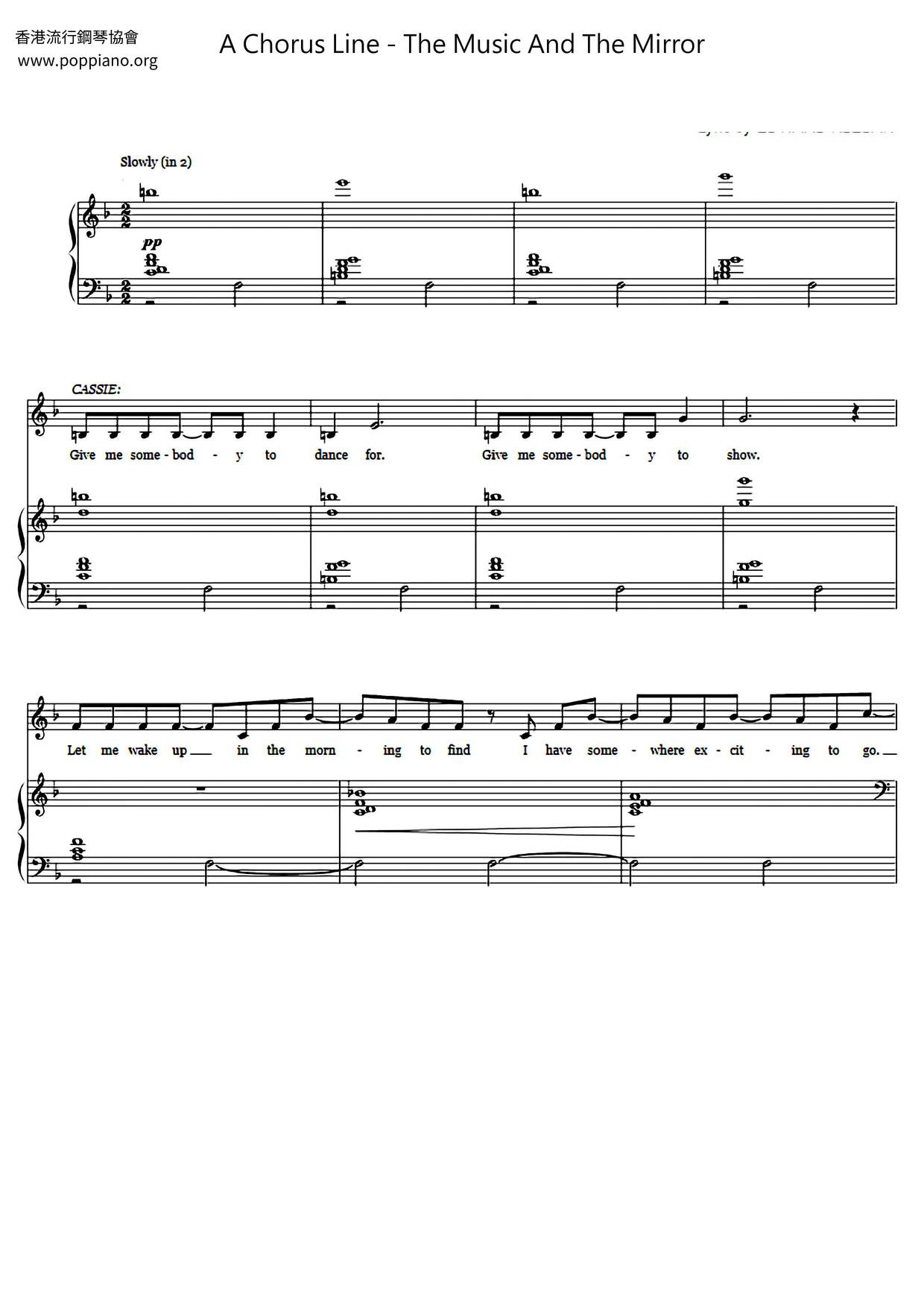 A Chorus Music And The Mirror 琴譜pdf香港流行鋼琴協會琴譜下載 ★