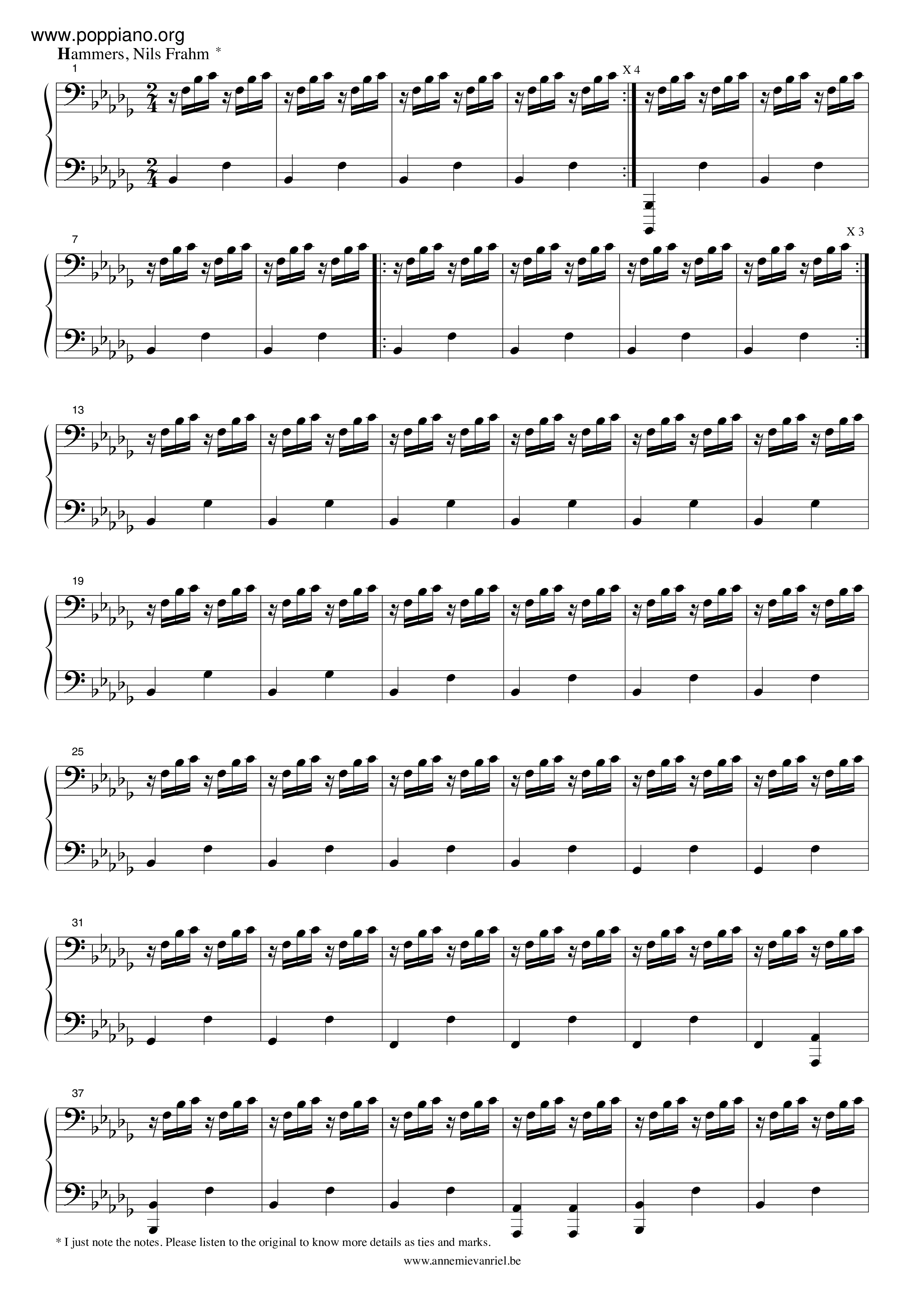 Nils FrahmHammers 琴譜pdf香港流行鋼琴協會琴譜下載 ★