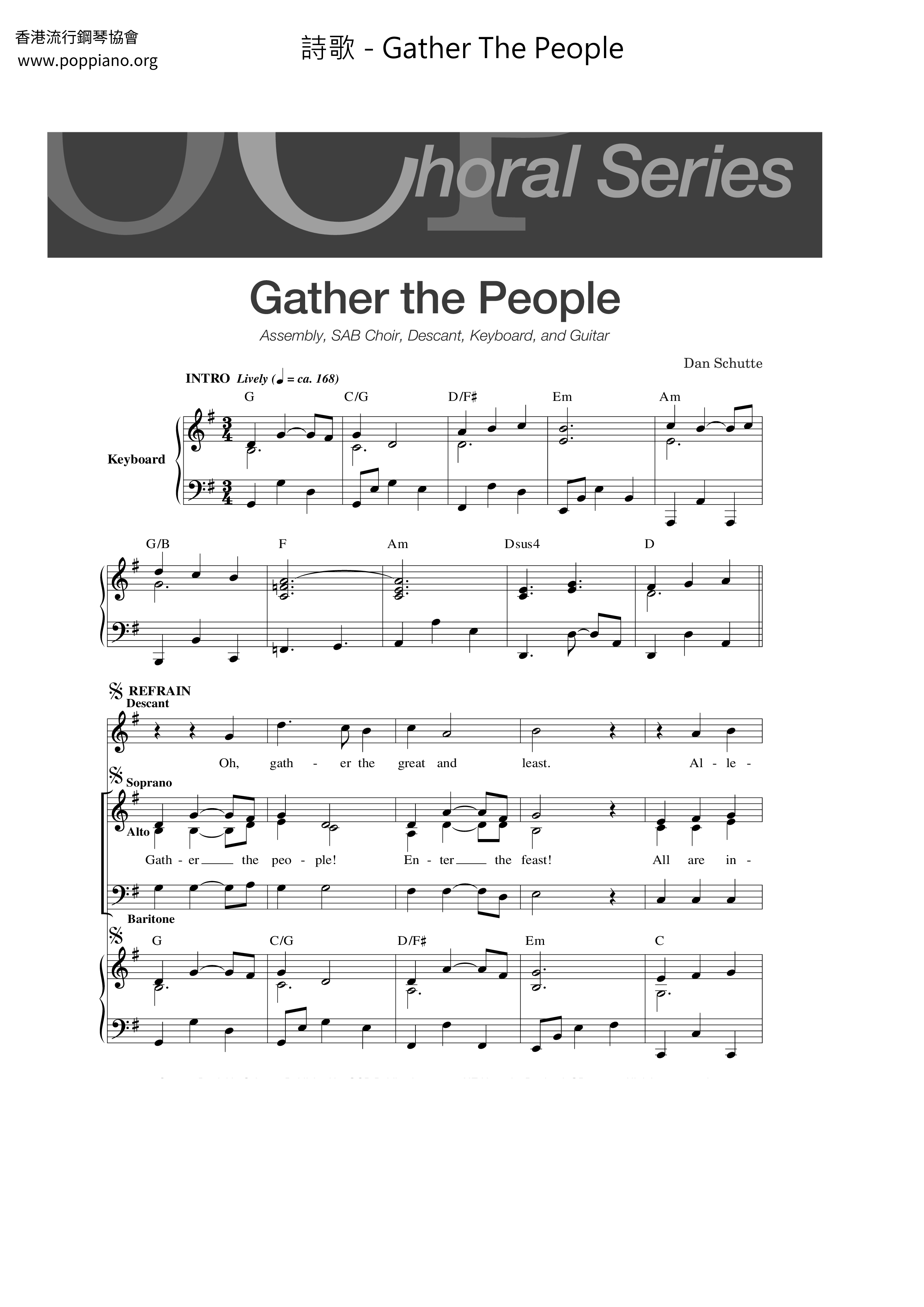 Gather The People琴譜