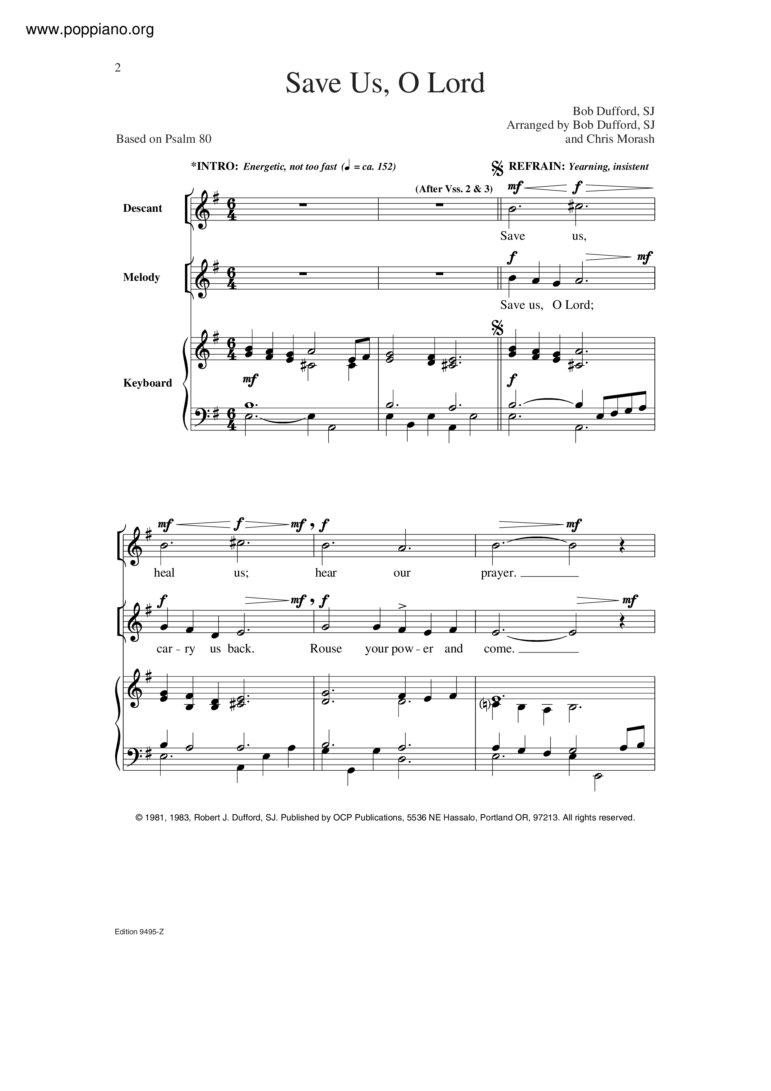 Save Us, O Lord琴譜