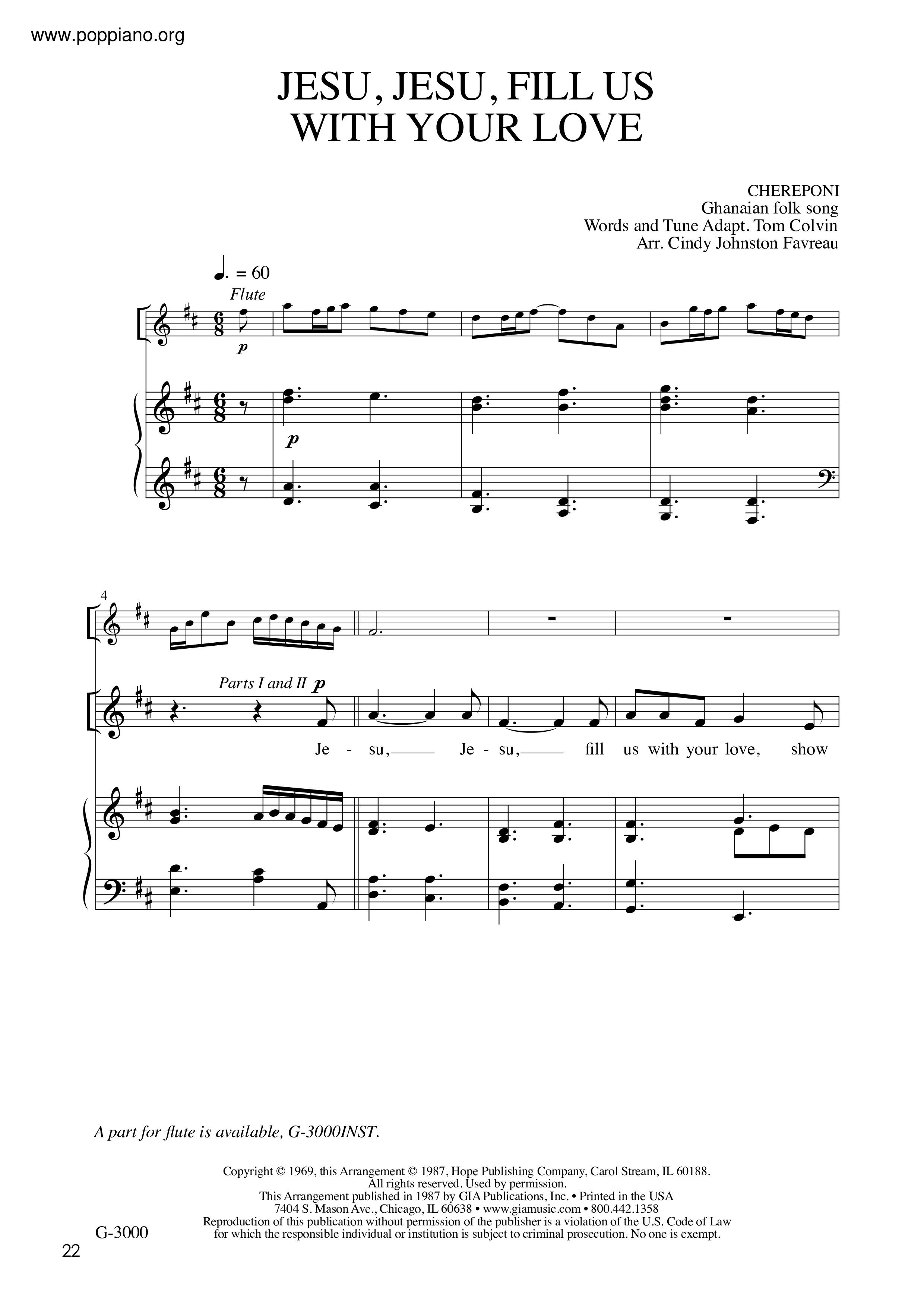 Jesu, Jesu, Fill Us With Your Love琴譜