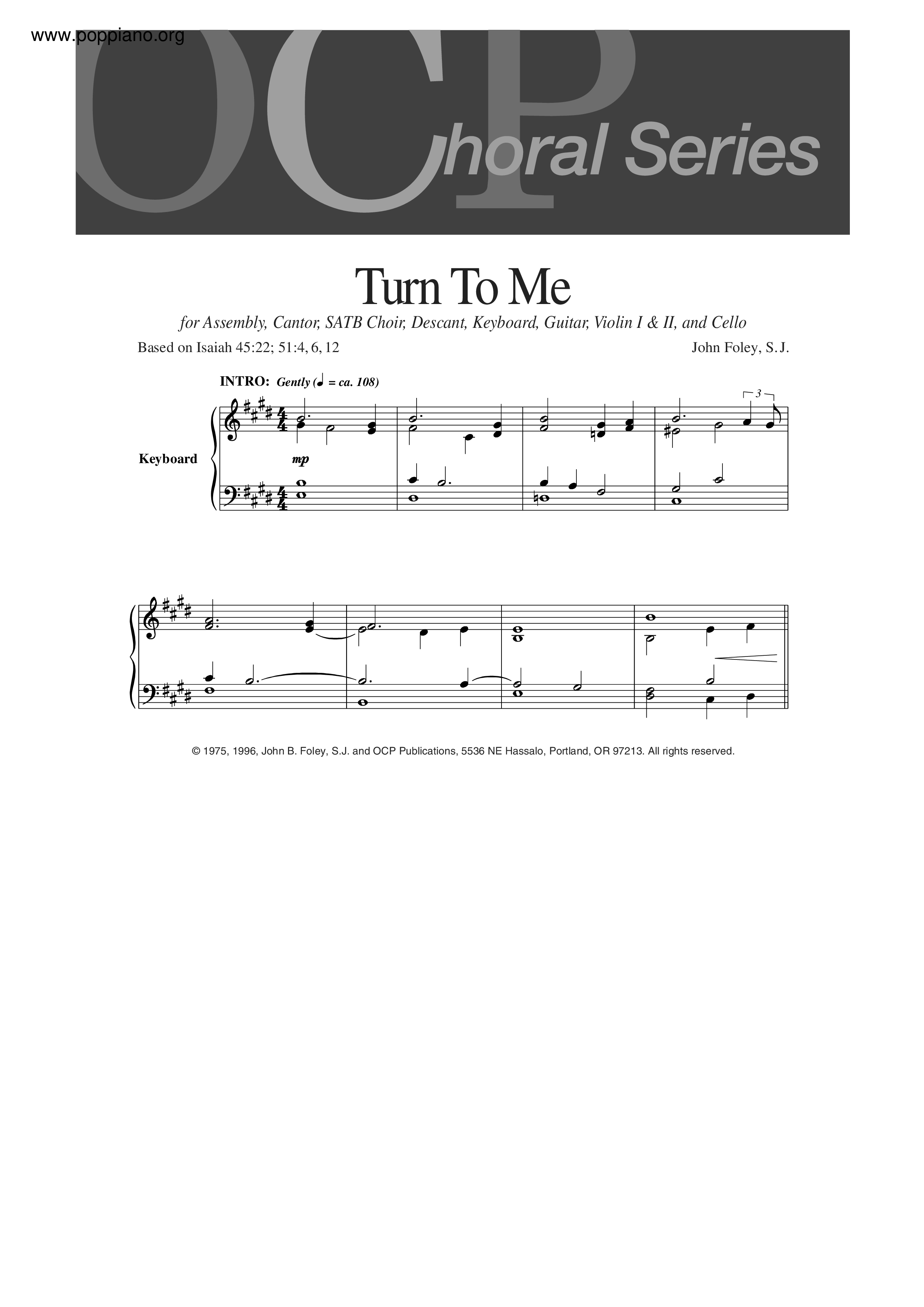 Turn To Me琴譜