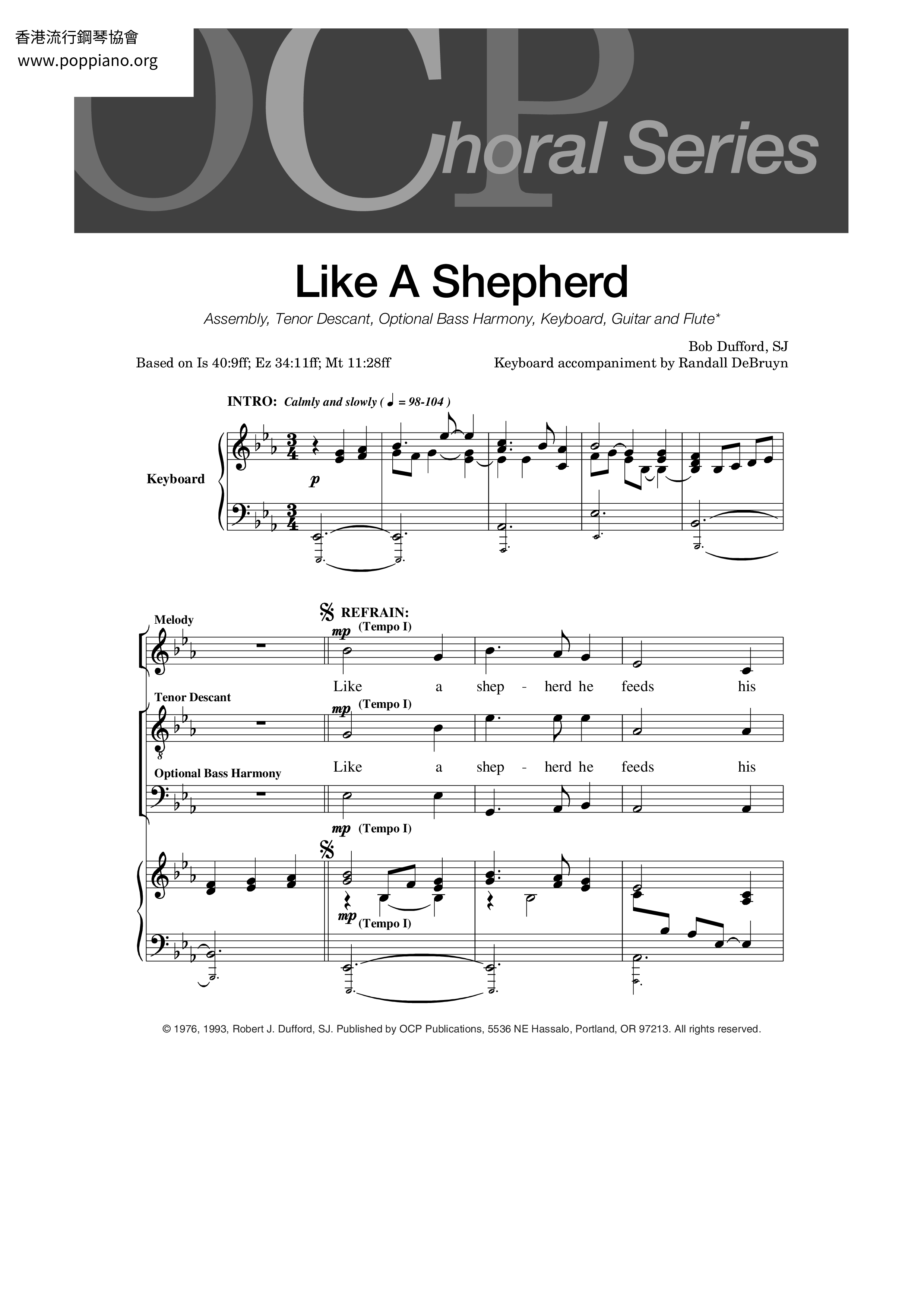 Like A Shepherd琴譜