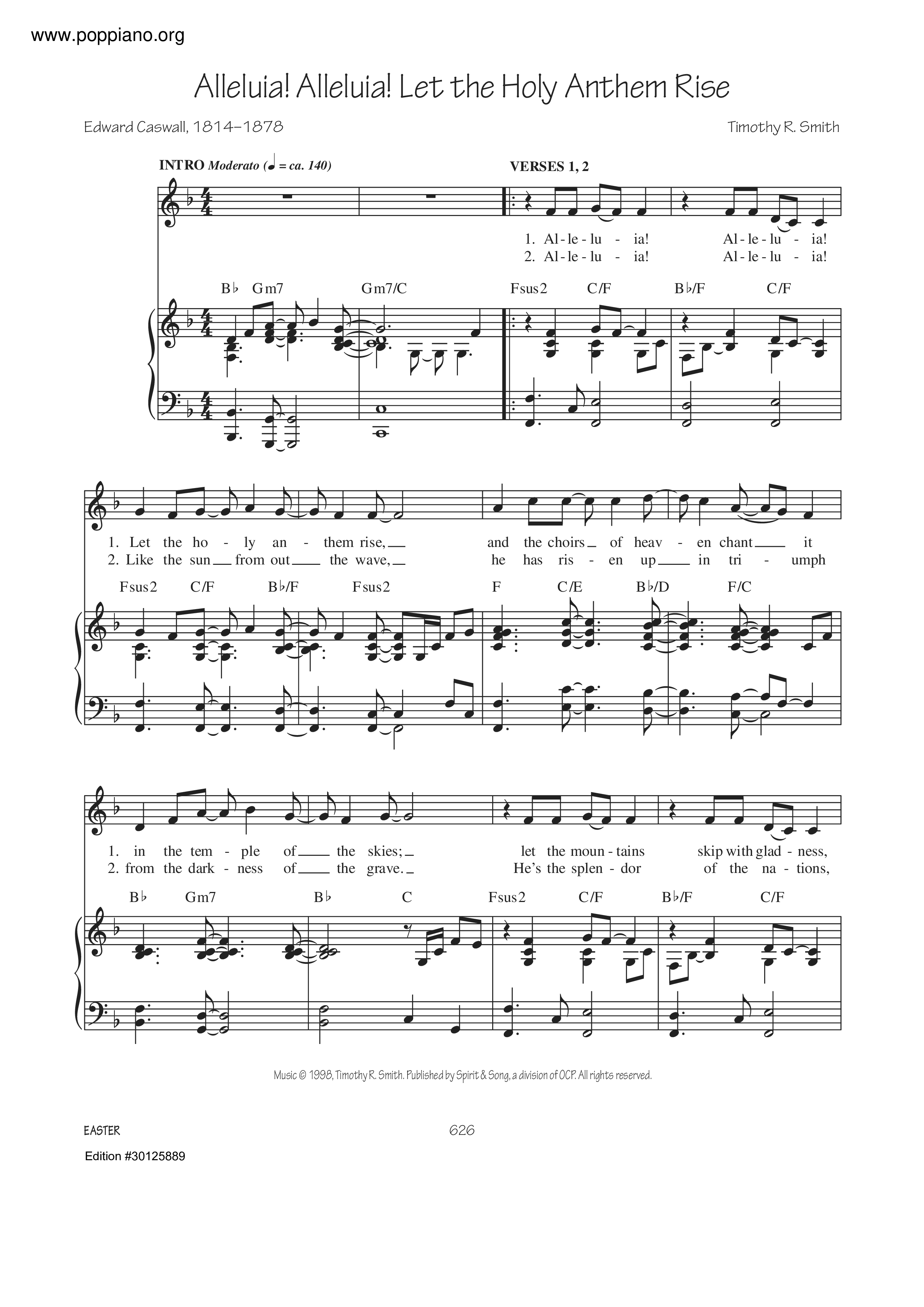 Alleluia! Alleluia! Let The Holy Anthem Rise琴譜