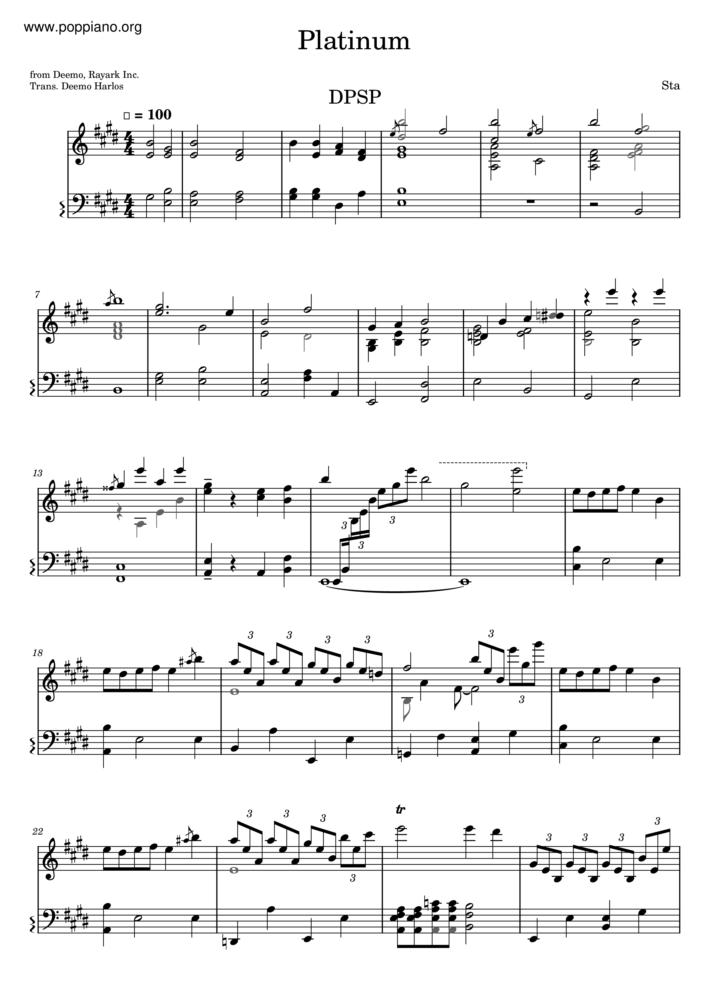 Deemo - Platinum琴譜