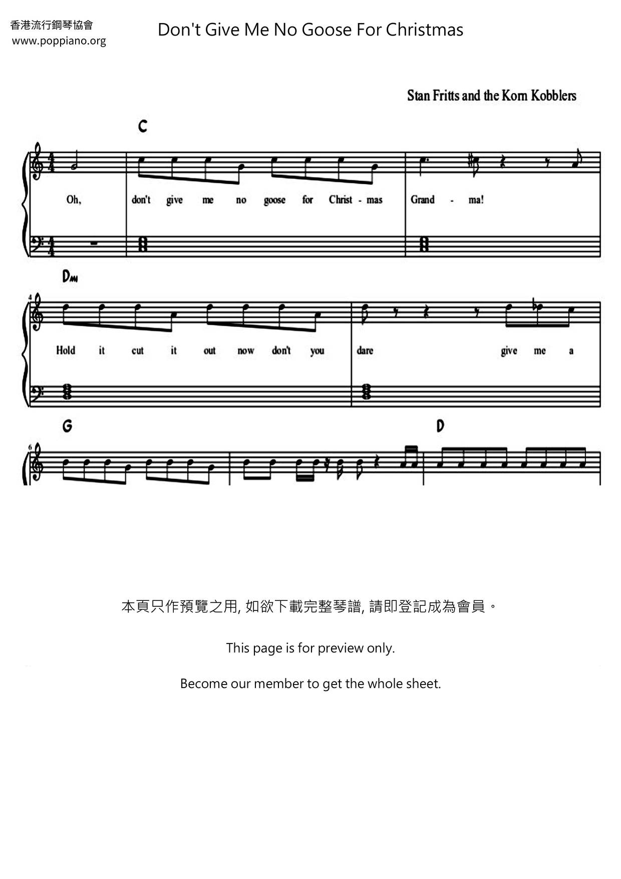 Don't Give Me No Goose For Christmas琴譜
