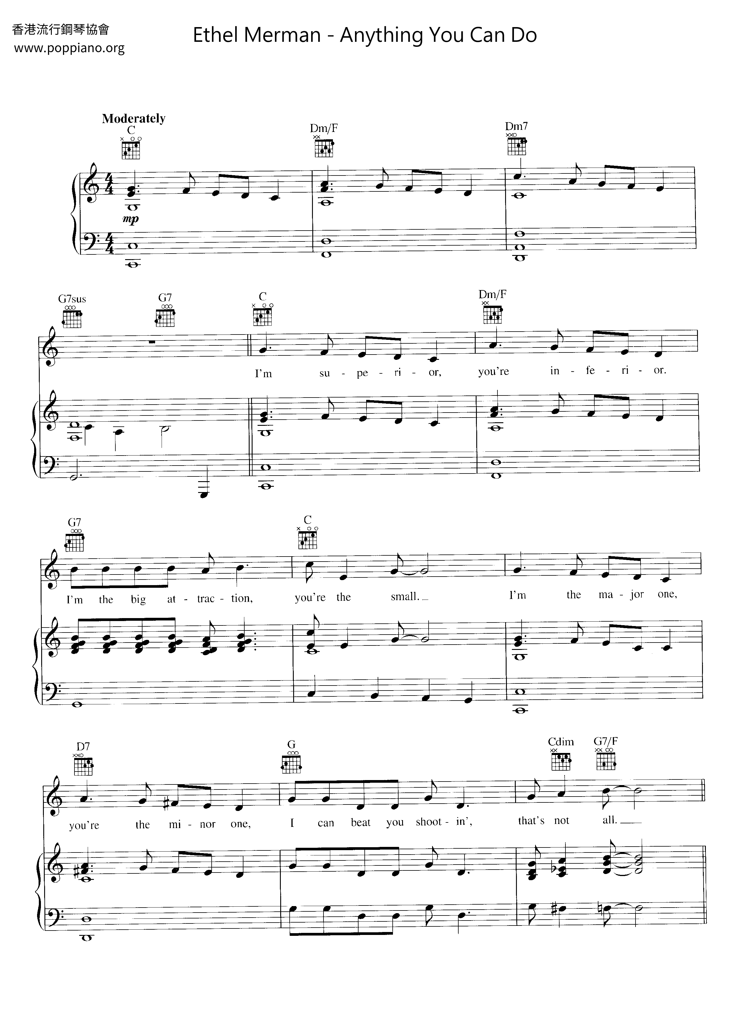 Anything You Can Do琴譜