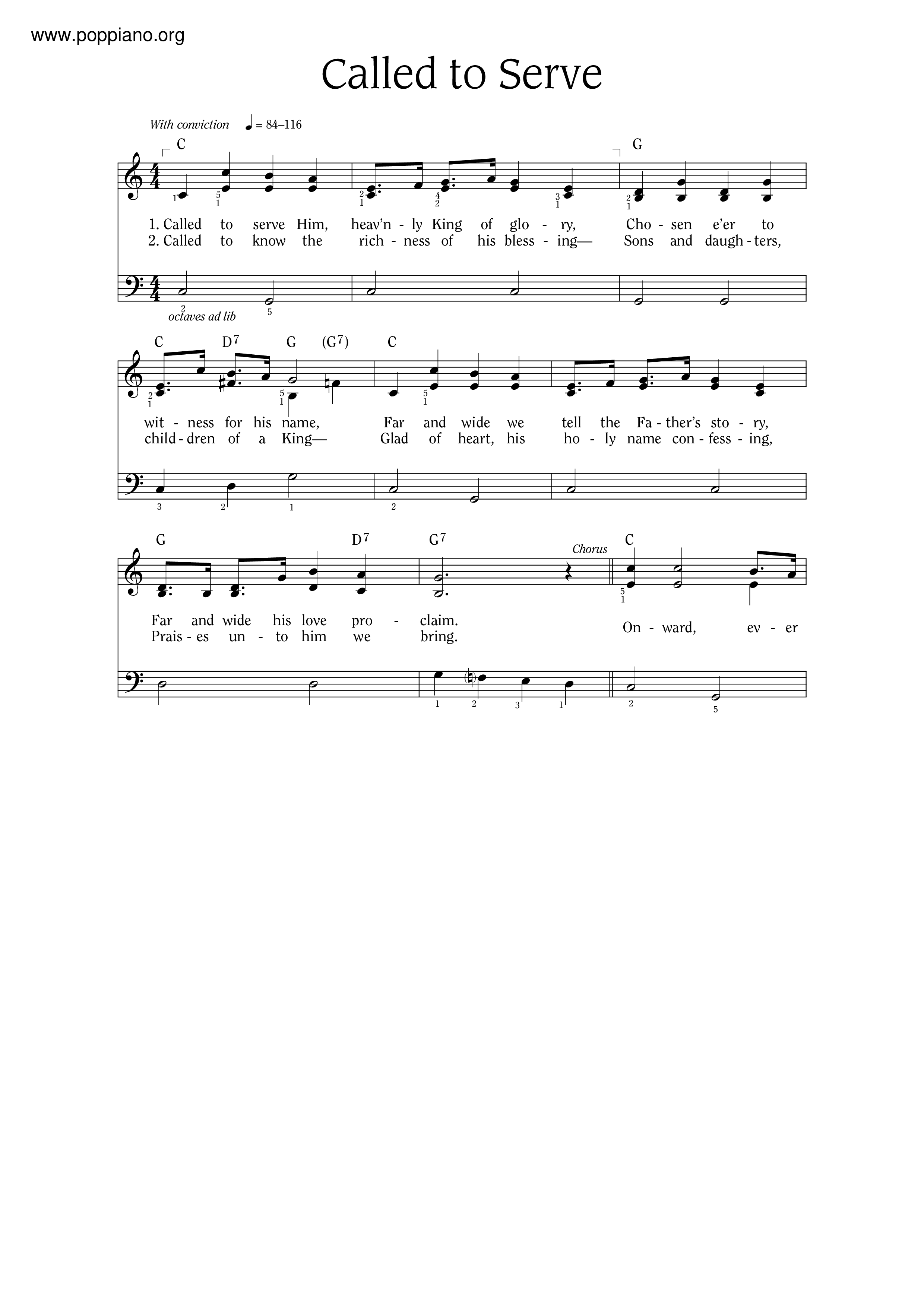 Called To Serve琴譜