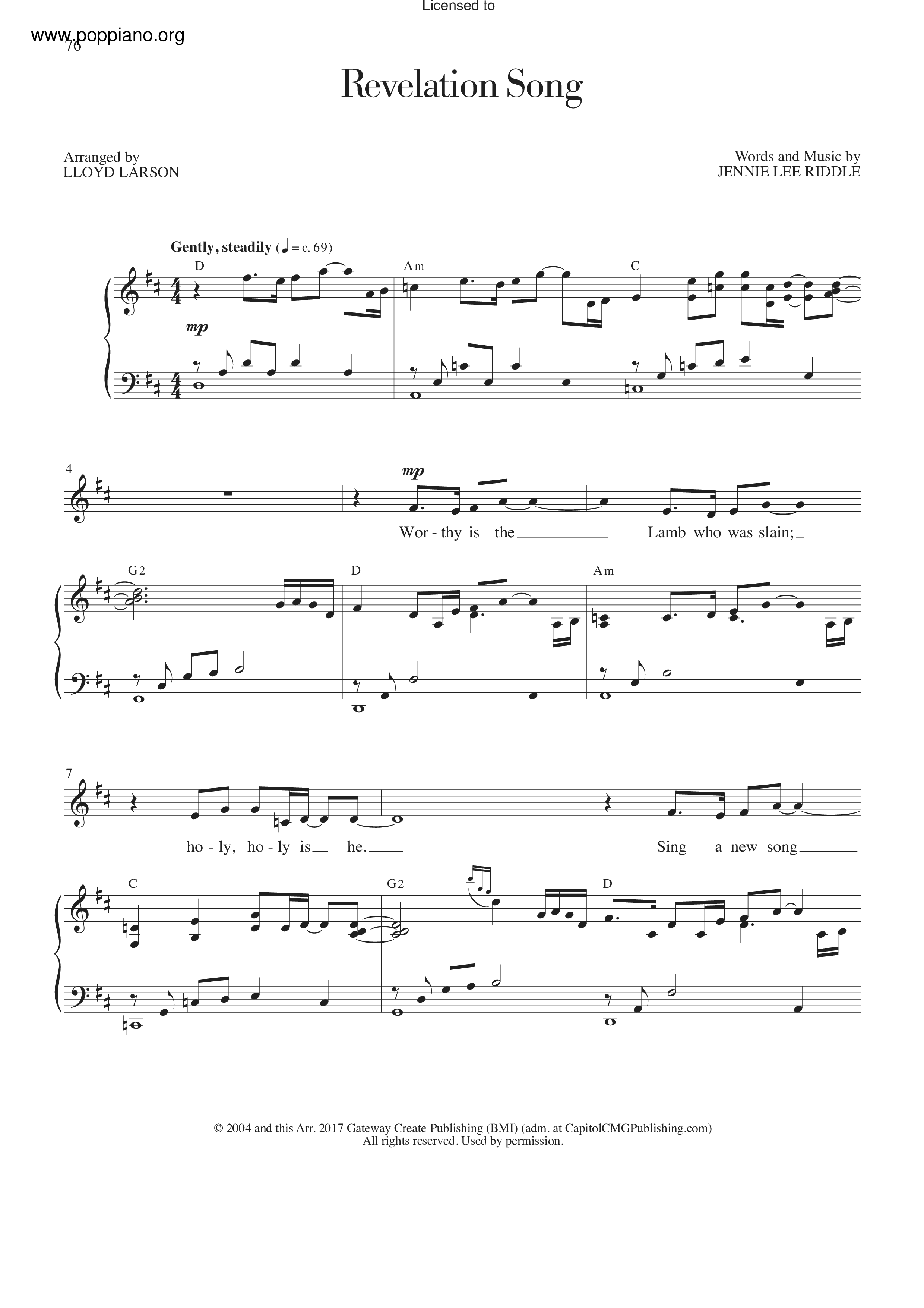 Revelation Song琴譜