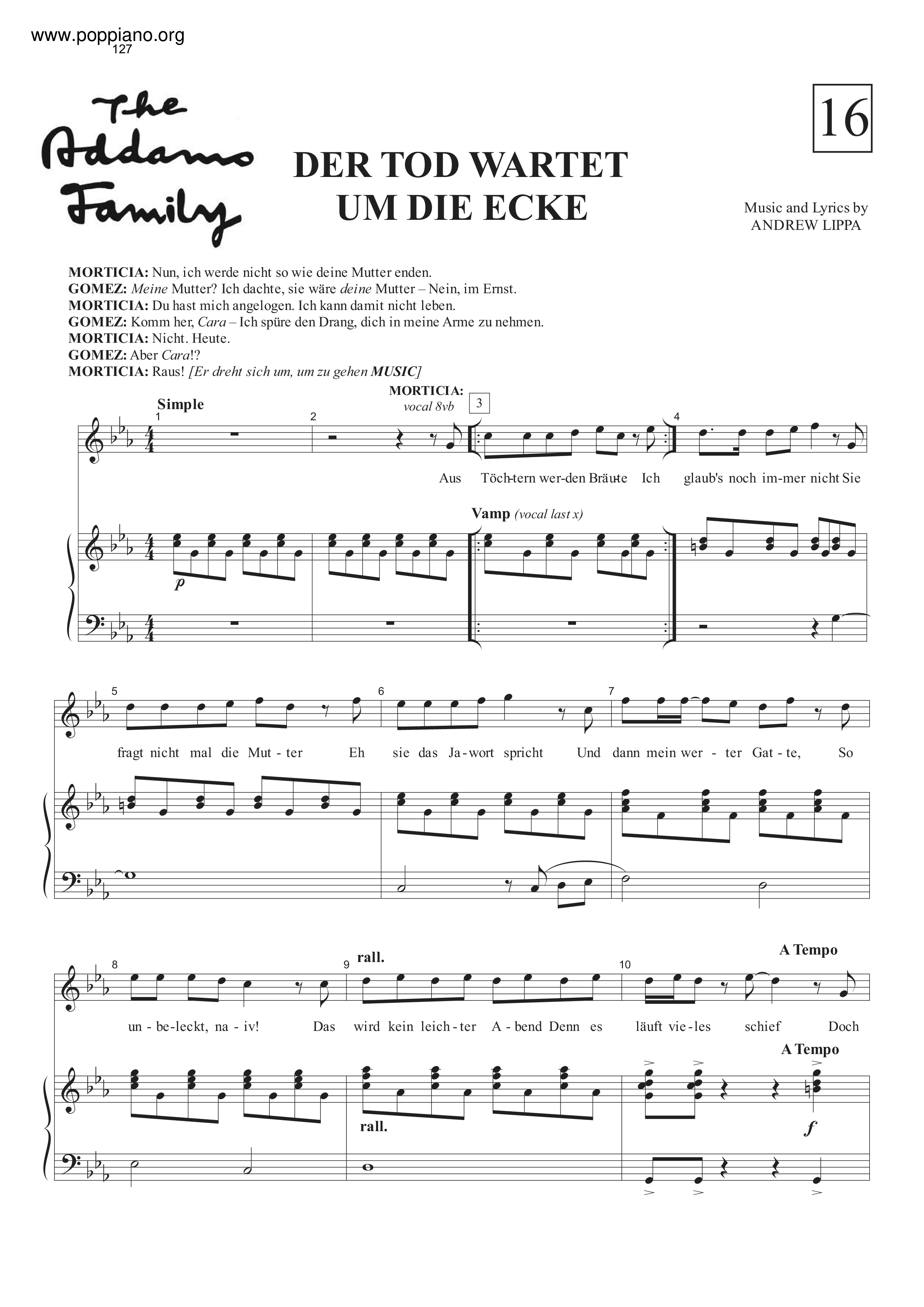 Addams Family - Der Tod Wartet Um Die Ecke琴譜
