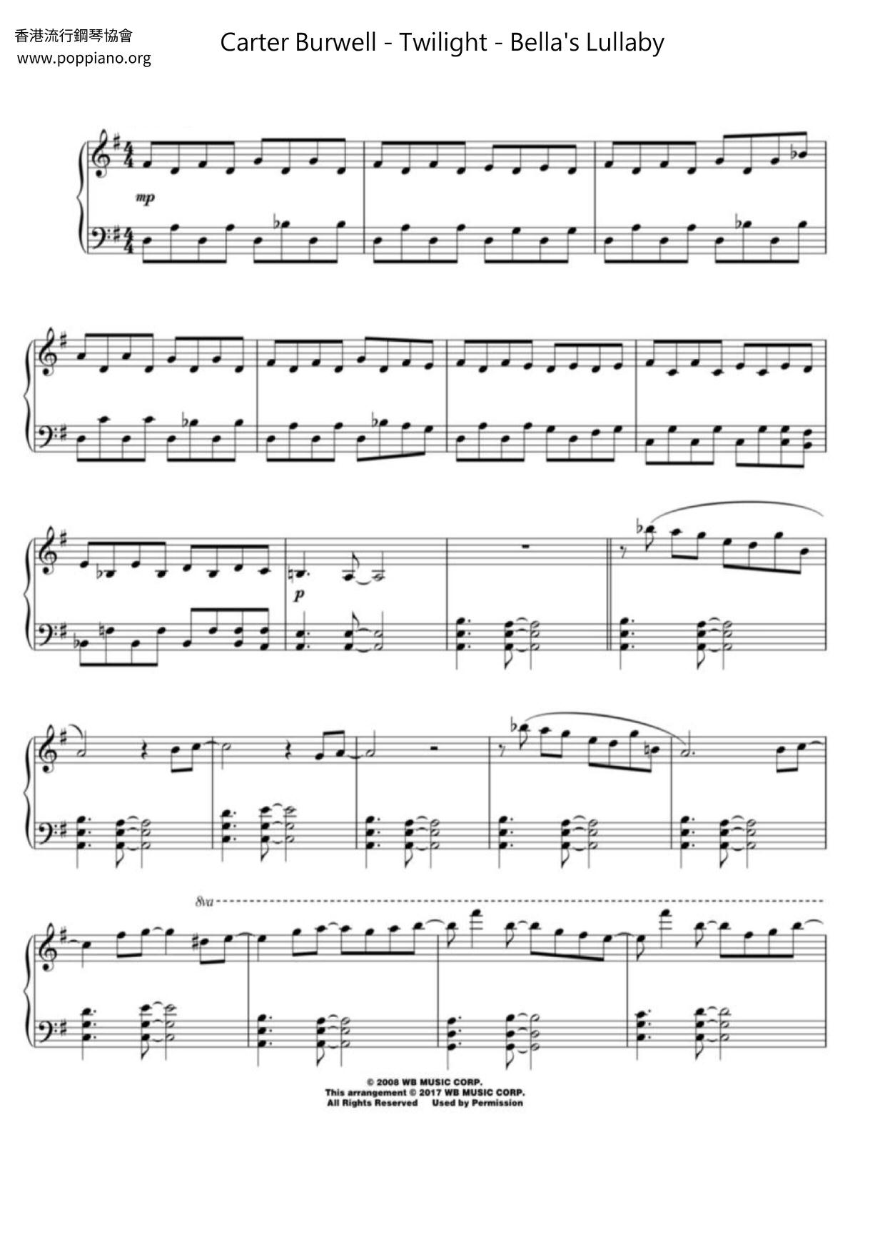 Twilight - Bella's Lullaby琴譜