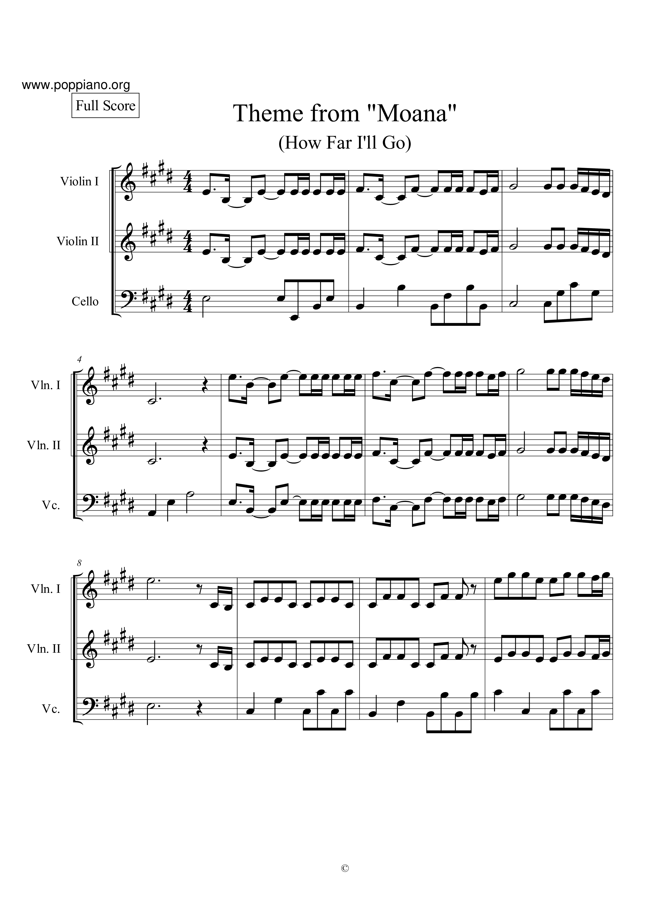 Moana - How Far I'll Go琴譜