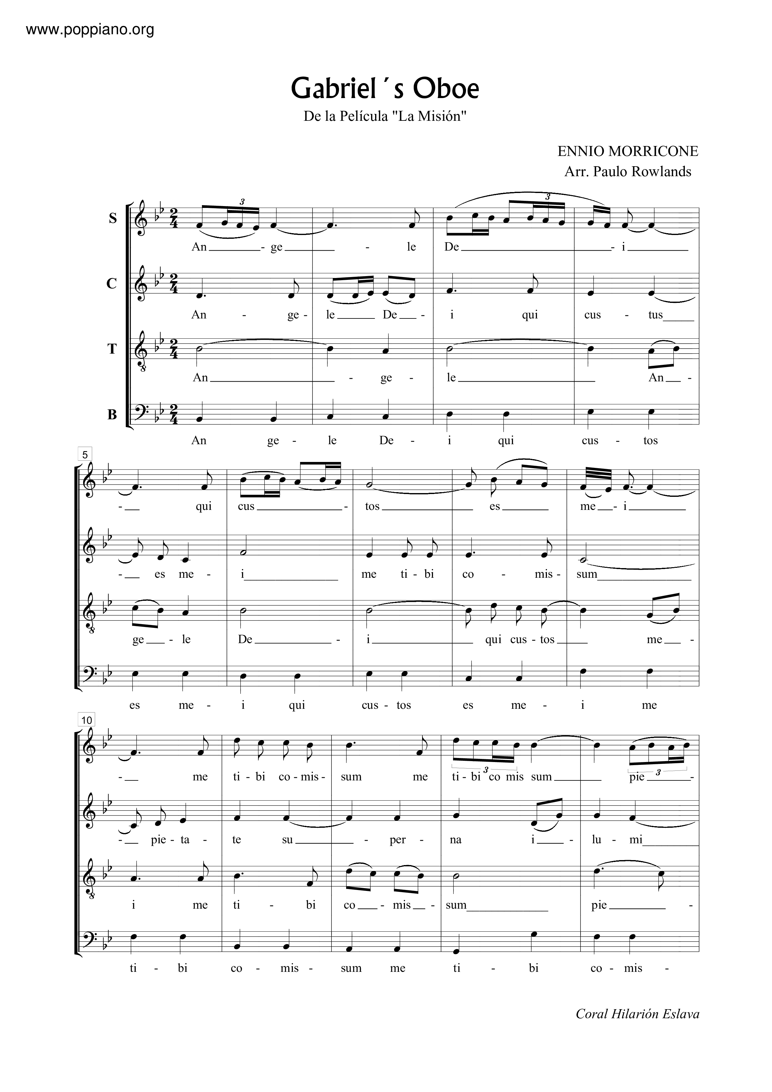 The Mission - Gabriel's Oboe琴譜