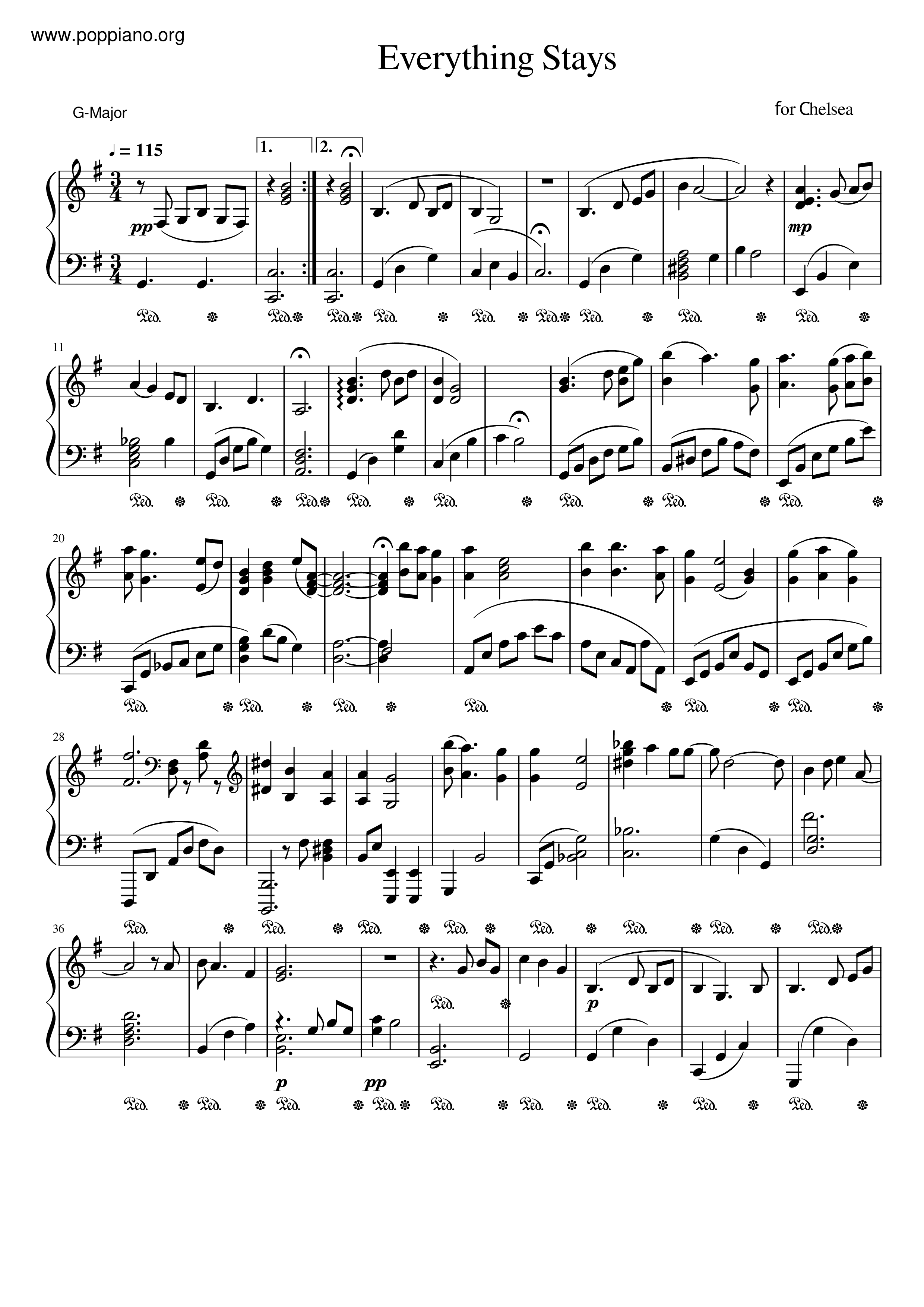 Everything Stays琴譜