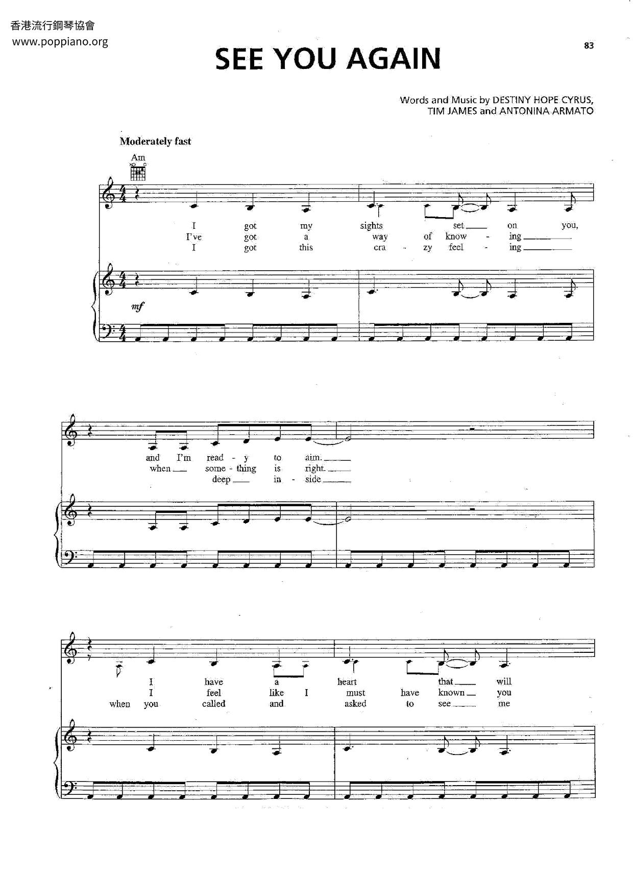 See You Again Piano Notes Pdf