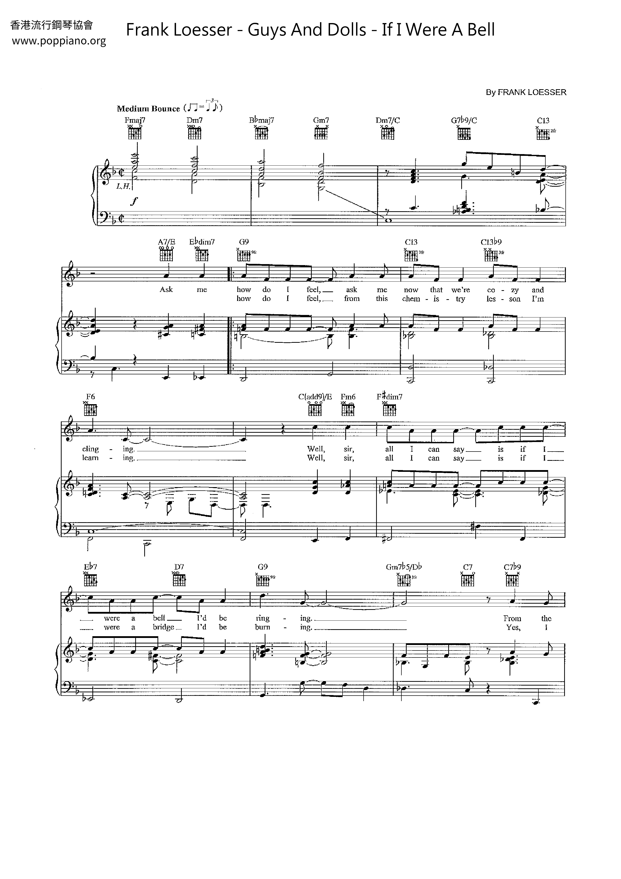 Guys And Dolls - If I Were A Bell琴譜