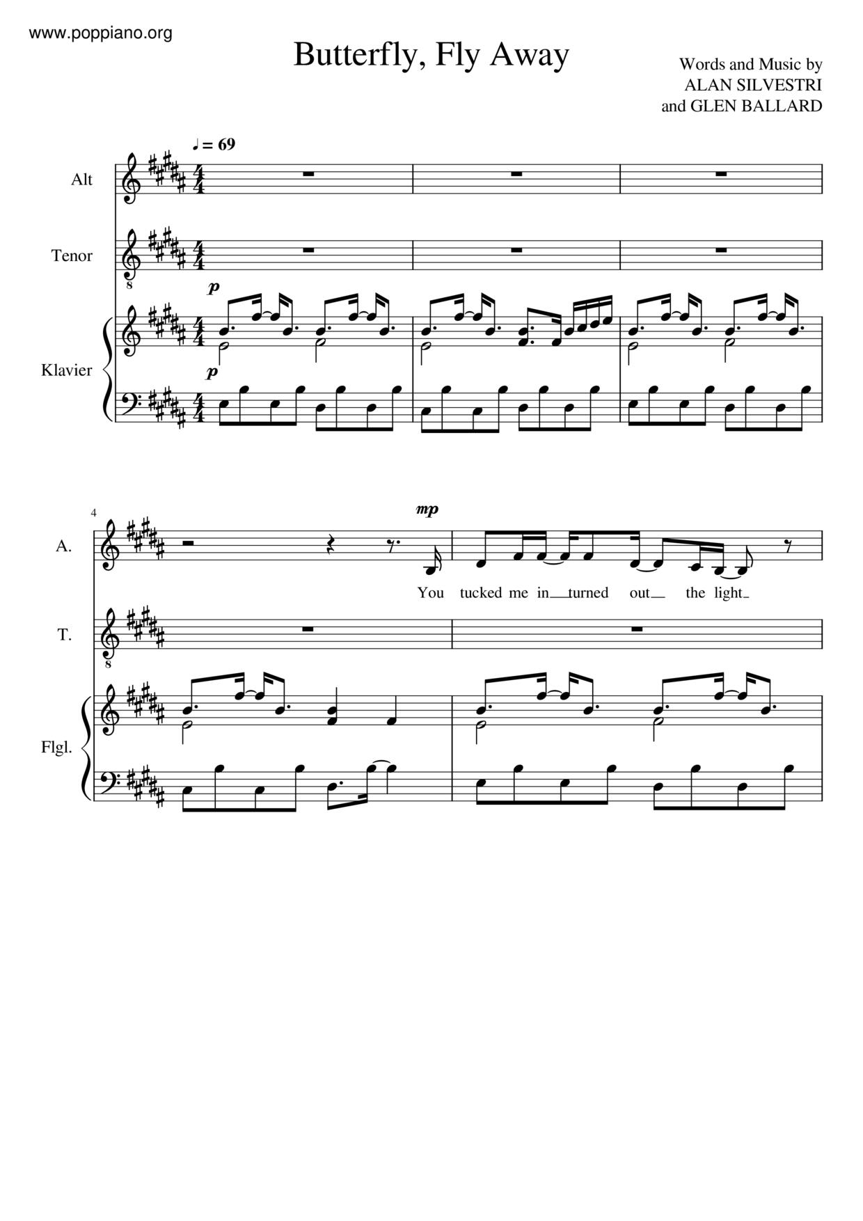 Miley Cyrus, Hannah MontanaButterfly Fly Away 琴譜pdf香港流行鋼琴協會琴譜下載 ★