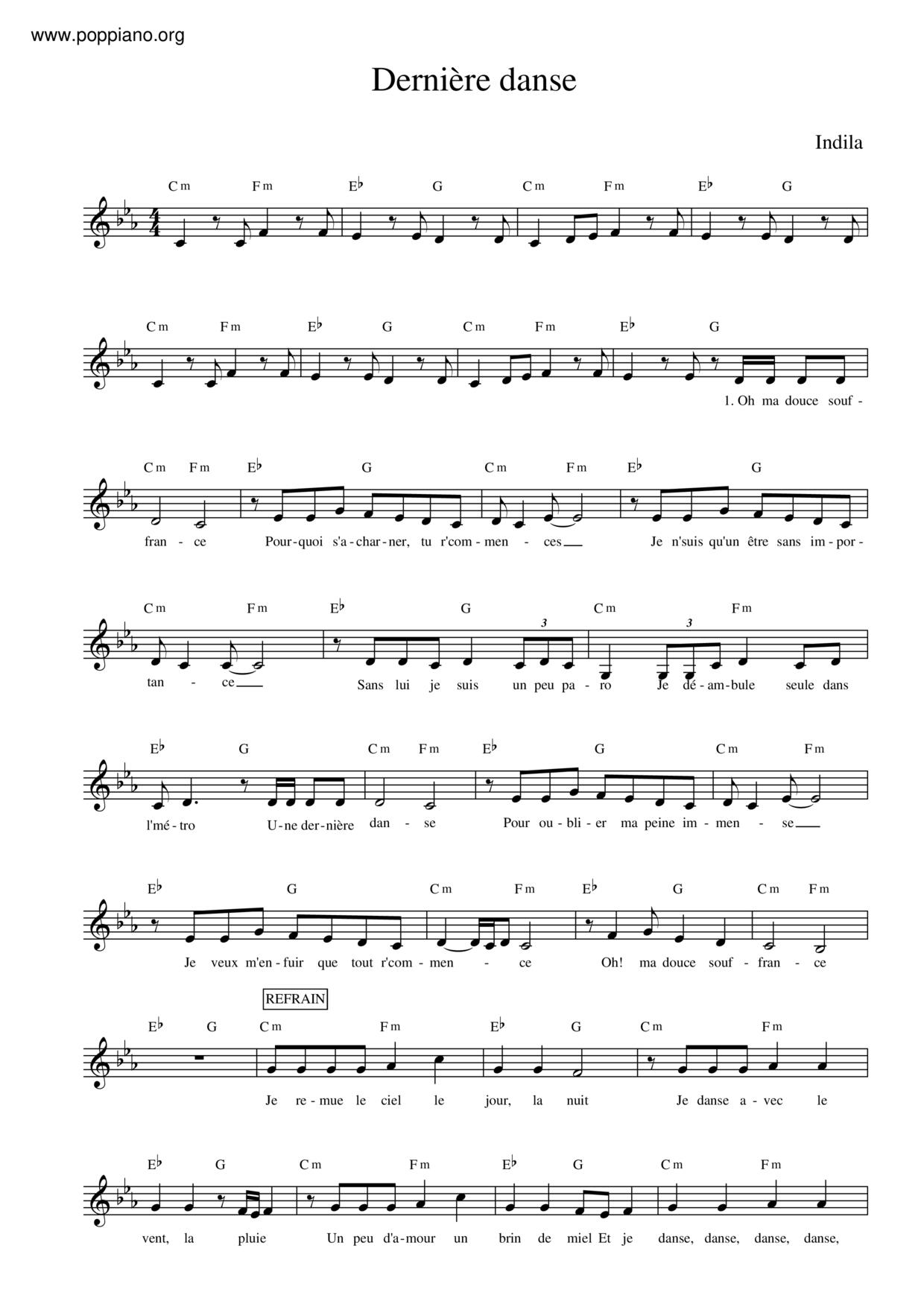 Dernière Danse琴譜