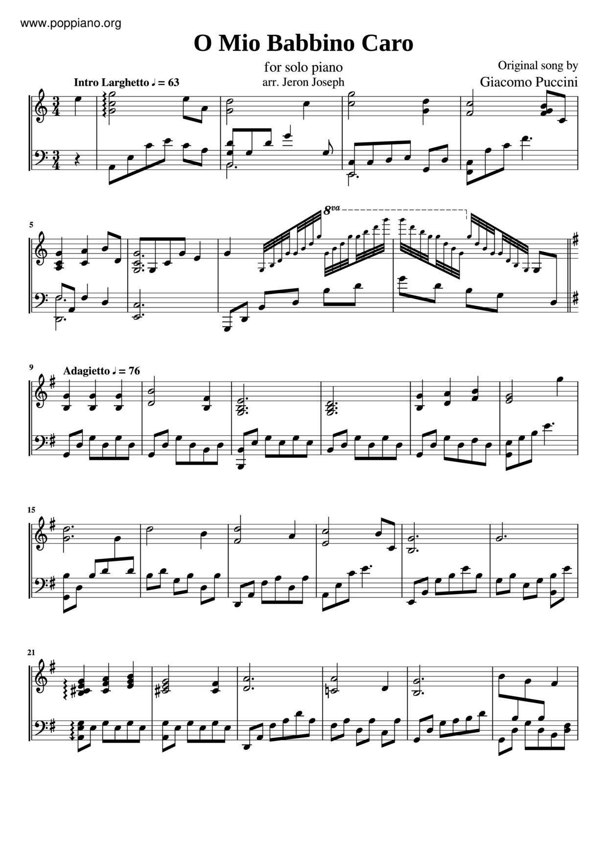 O Mio Babbino Caro琴譜