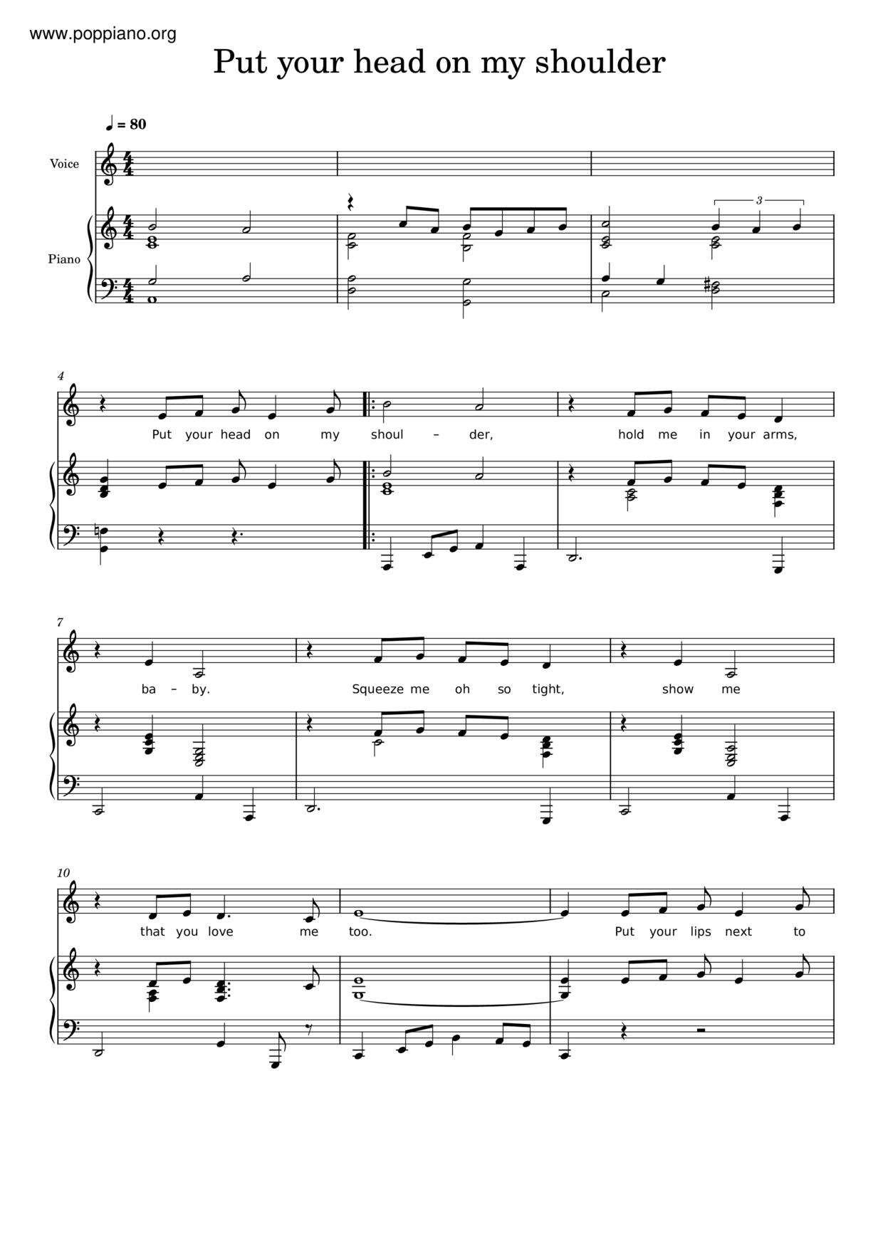 Paul anka put your head on my shoulder pdf 
