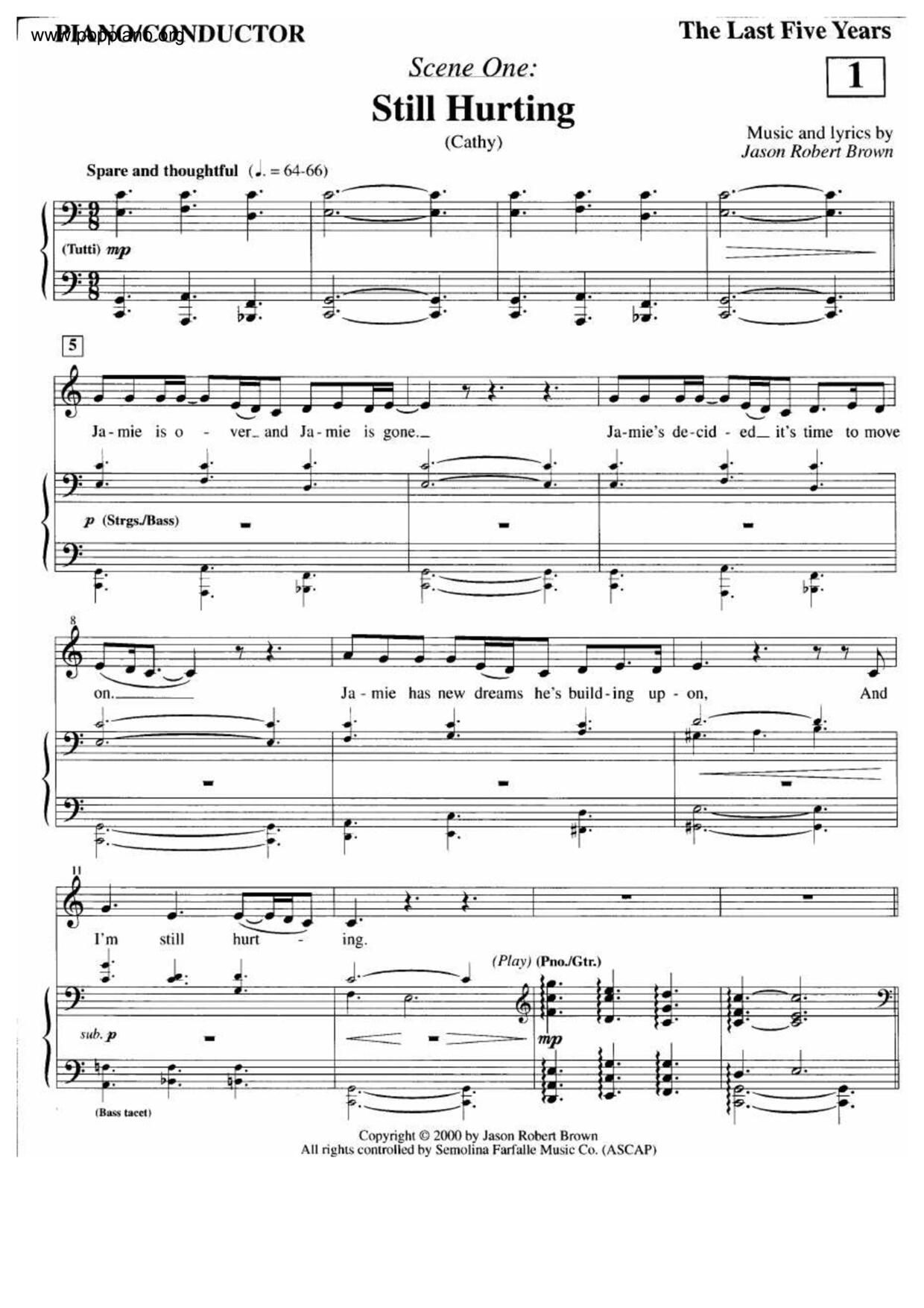 The Last Five Years - Still Hurting琴譜