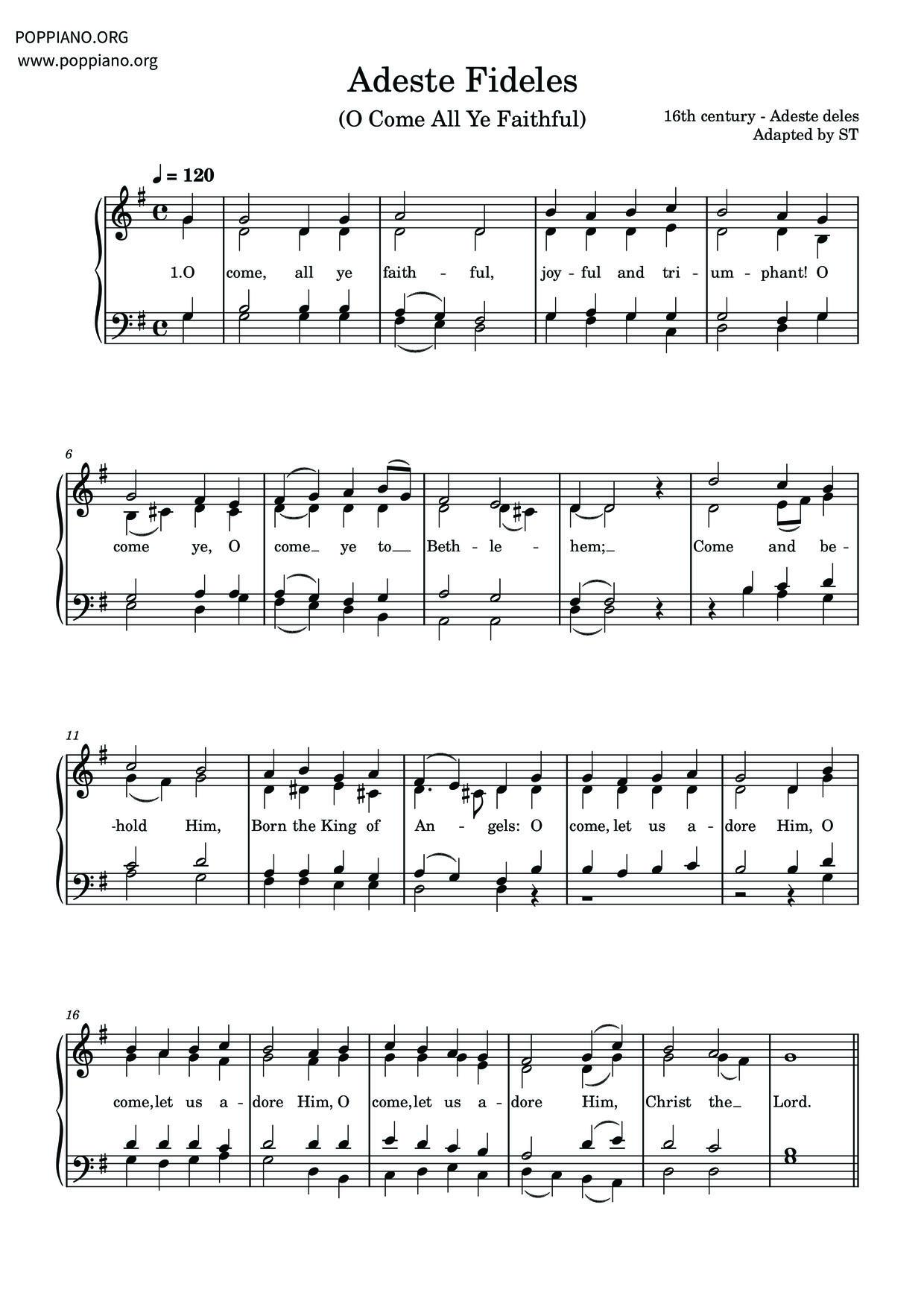 O Come, All Ye Faithful琴譜