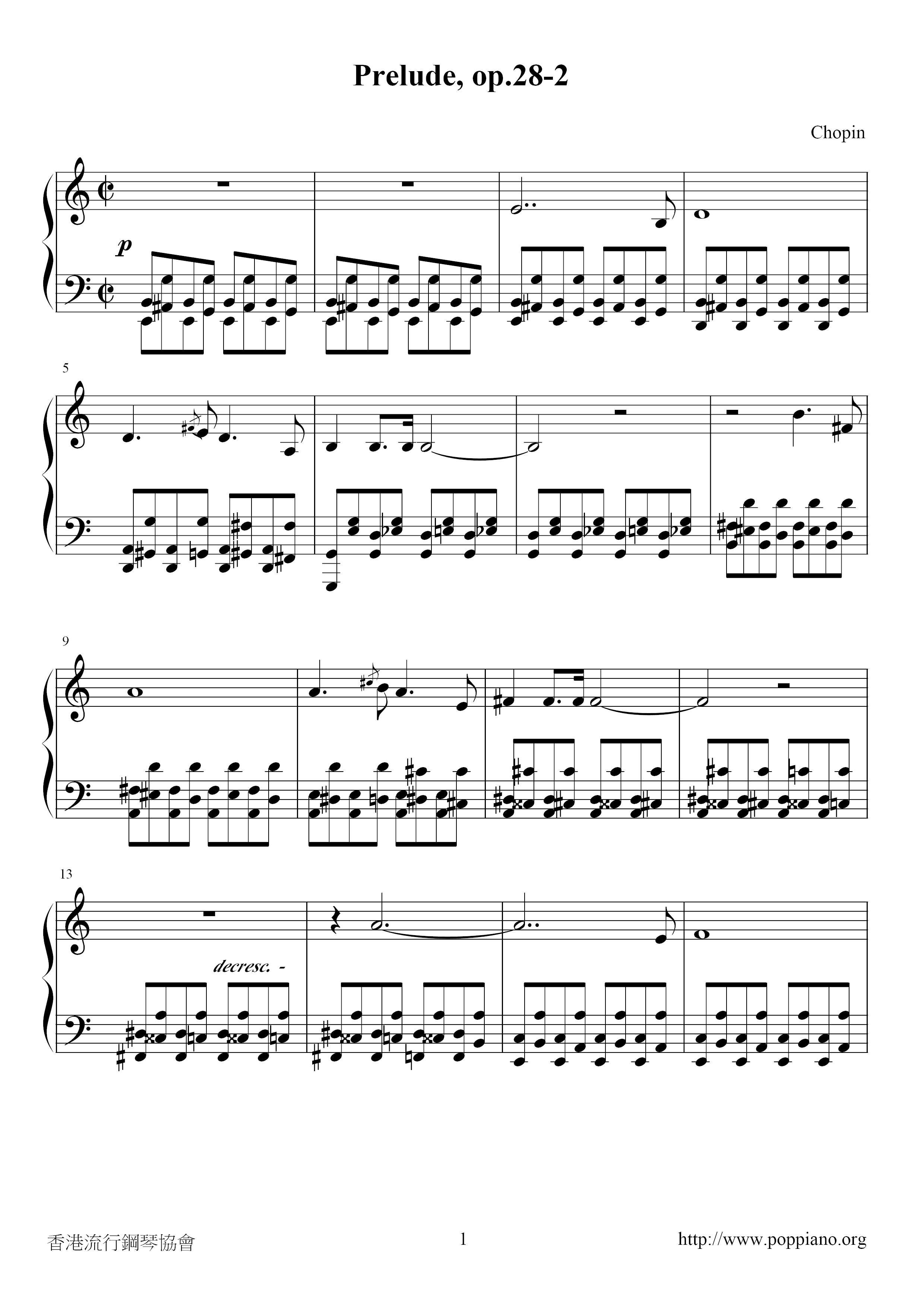 Prelude Op. 28 No. 2 In A minor 蕭邦前奏曲ピアノ譜