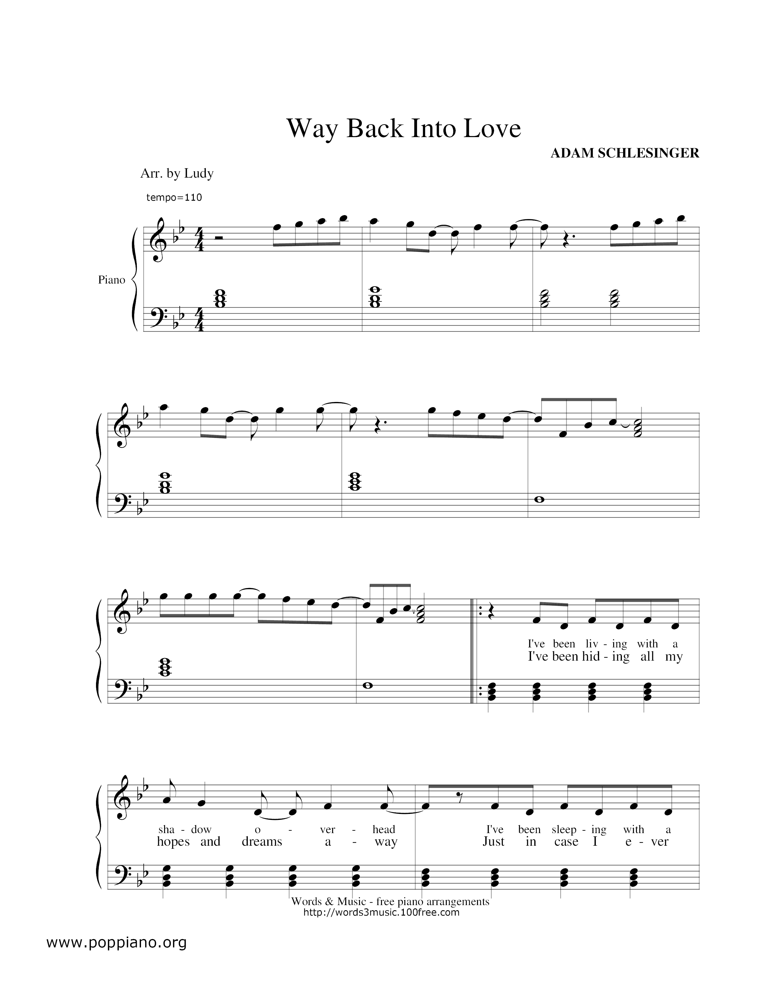 Way Back Into Loveピアノ譜