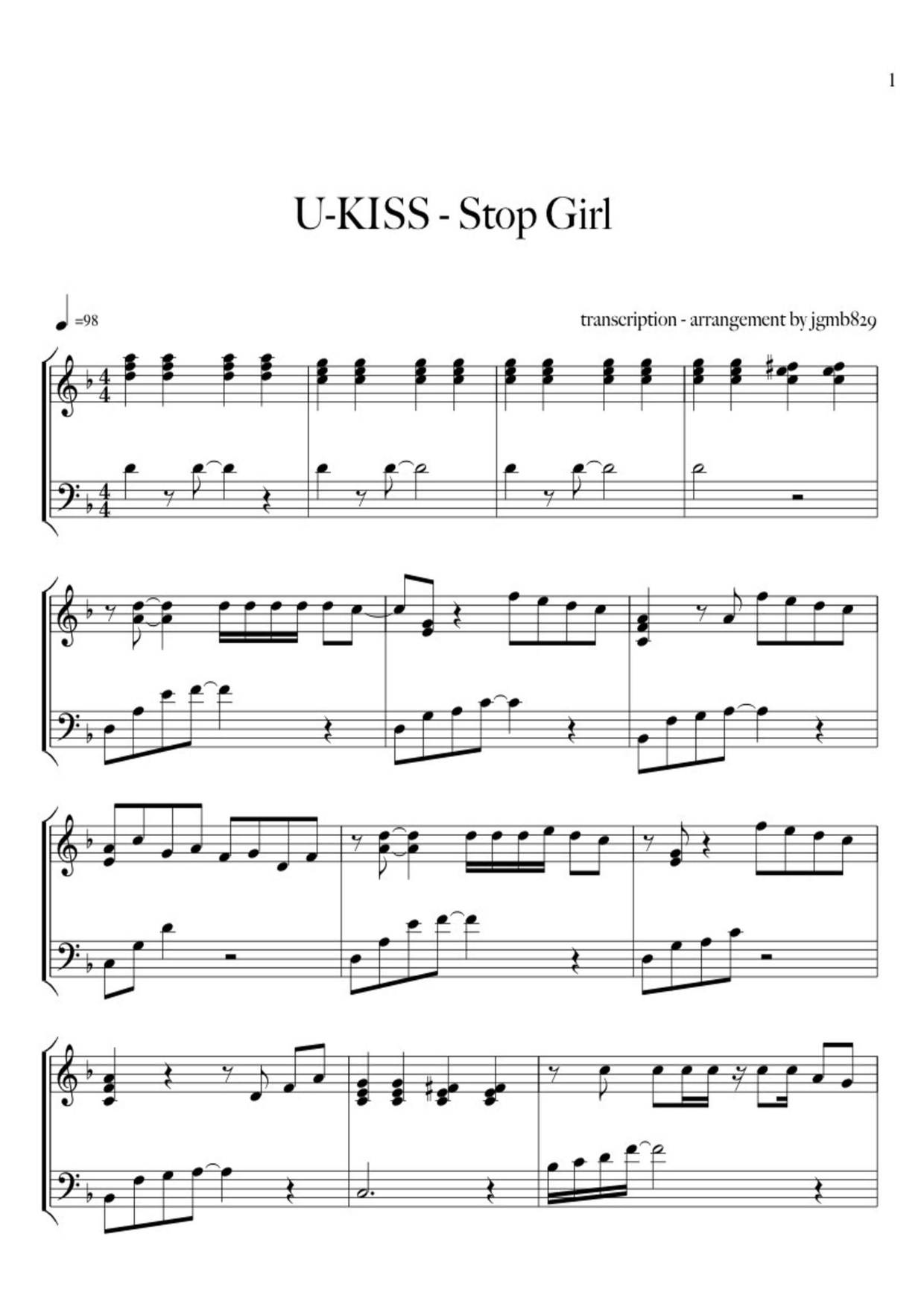 Stop Girlピアノ譜
