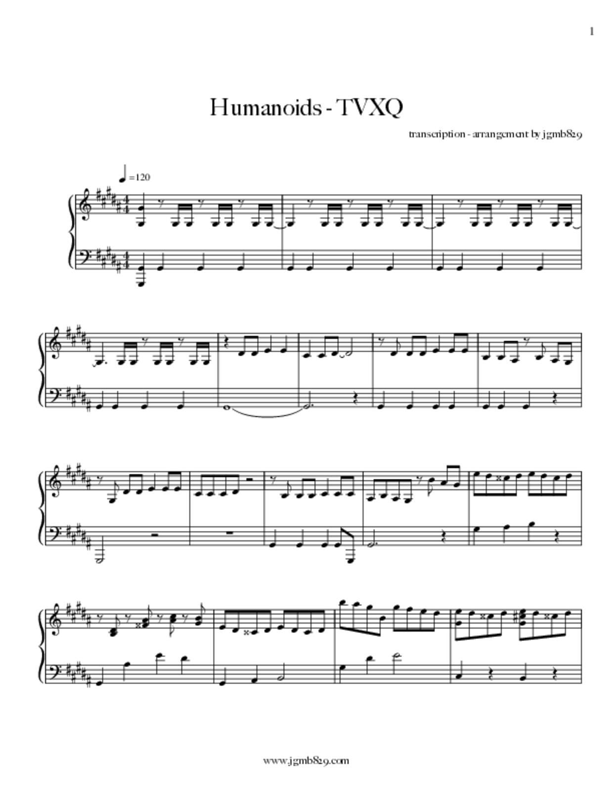 Humanoidsピアノ譜