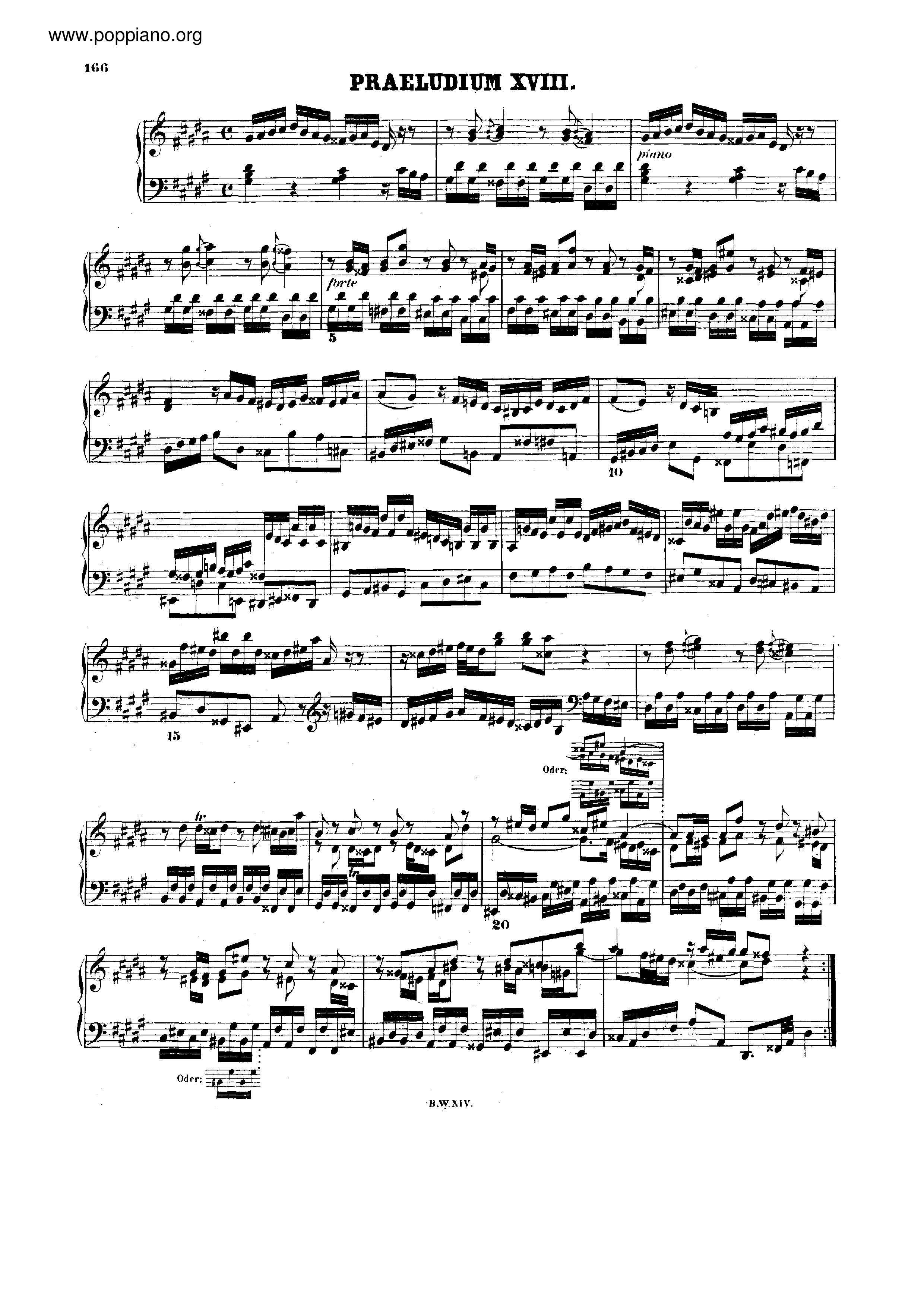 Prelude and Fugue No.18 g# minor, BWV 887ピアノ譜