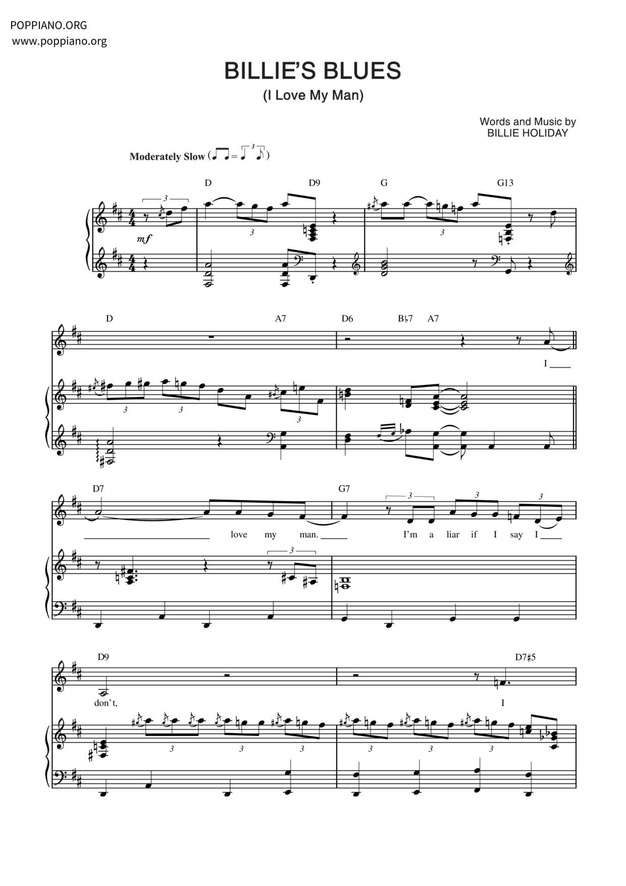 Billie's Blues (I Love My Man)ピアノ譜