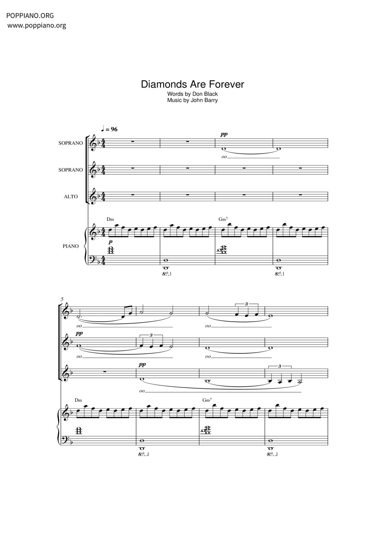 James Bond - Diamonds Are Foreverピアノ譜