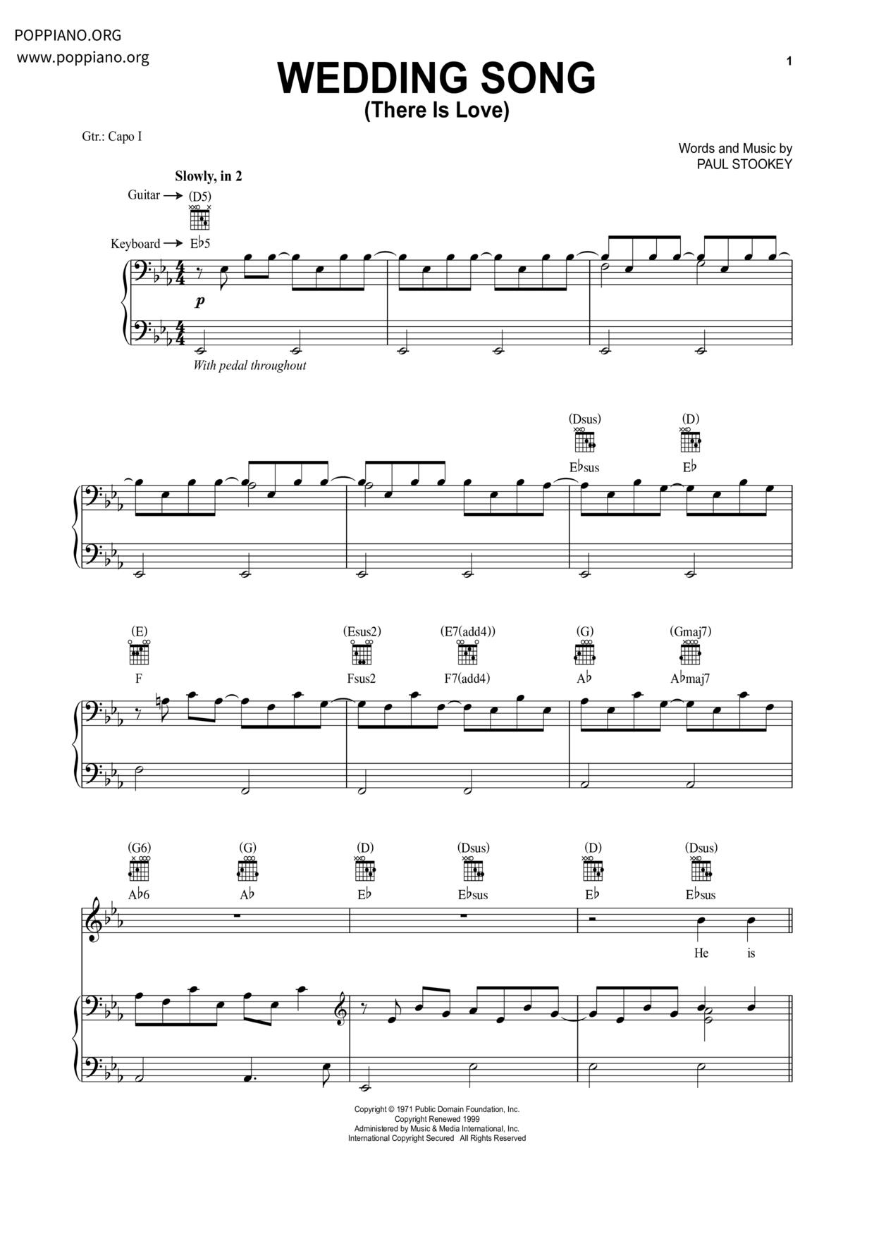 Wedding Song (There Is Love)ピアノ譜