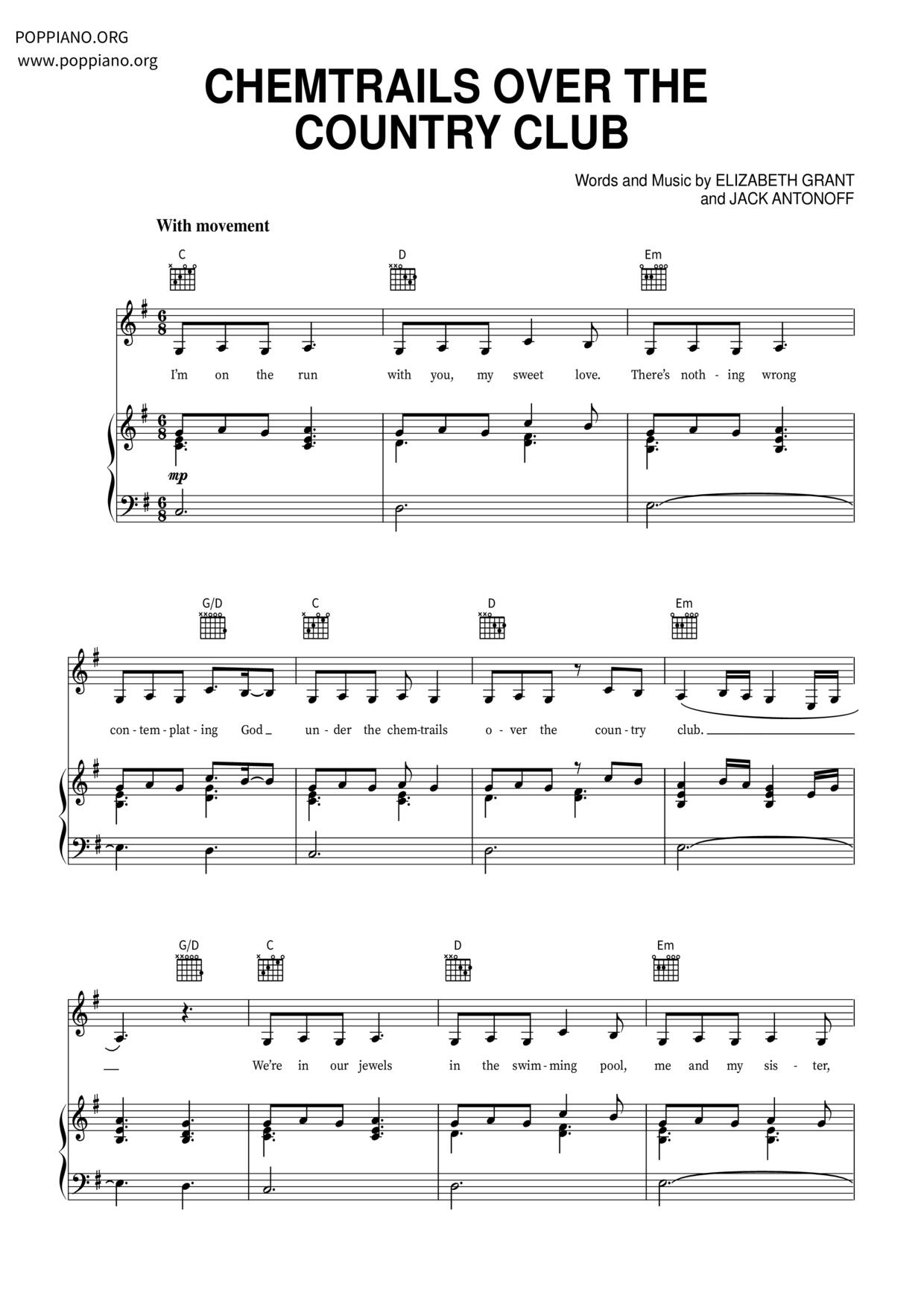 Chemtrails Over The Country Clubピアノ譜