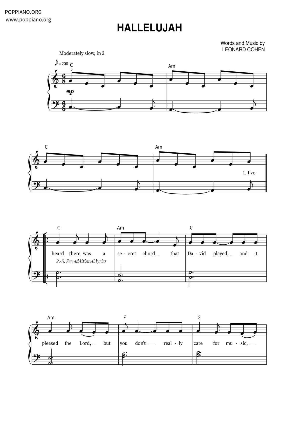 Hallelujahピアノ譜