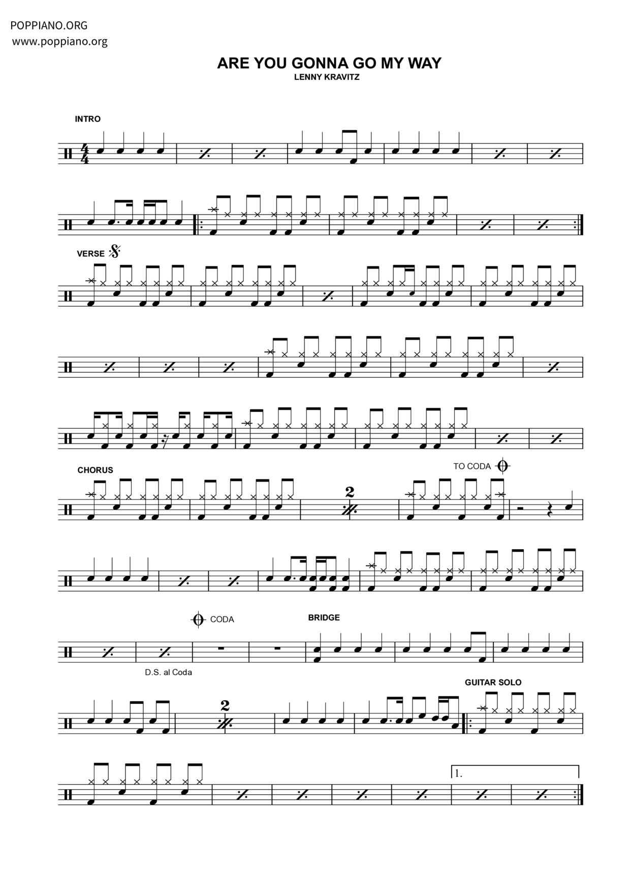 Are You Gonna Go My Wayピアノ譜
