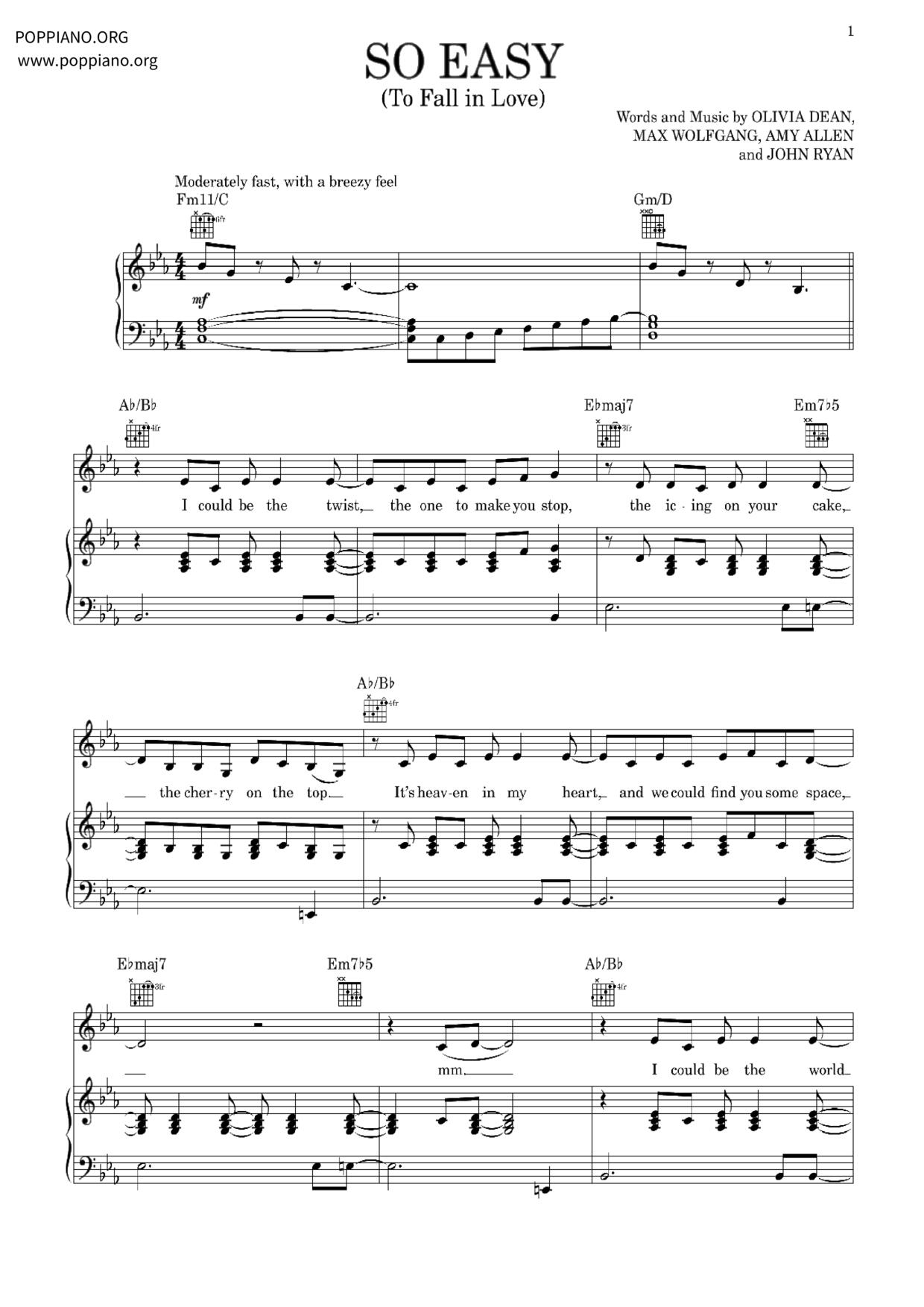 So Easy (To Fall In Love)ピアノ譜