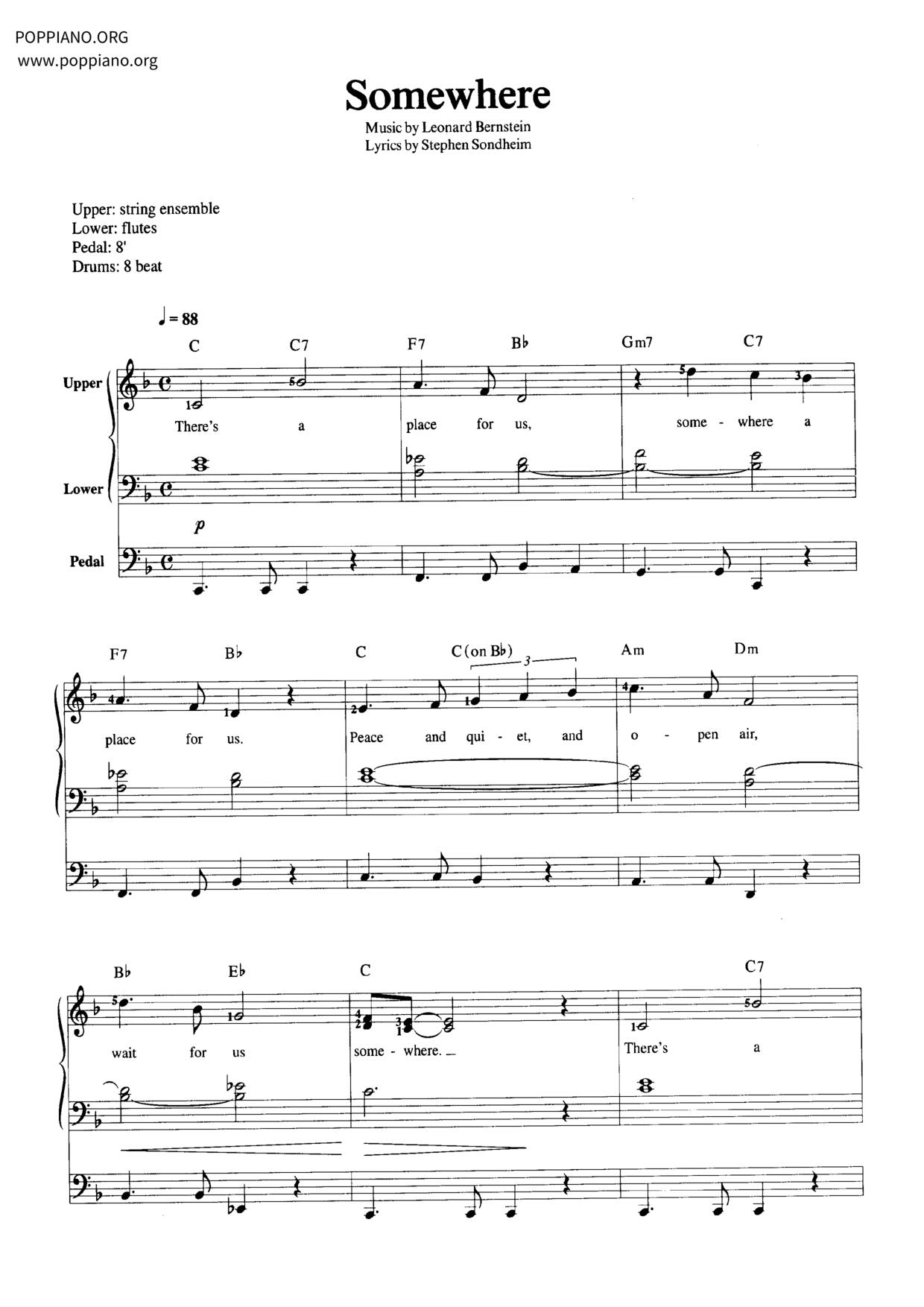 West Side Story: Act II: Somewhereピアノ譜