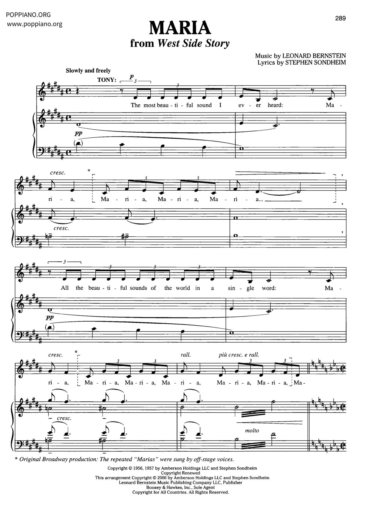 West Side Story: Act I: Mariaピアノ譜