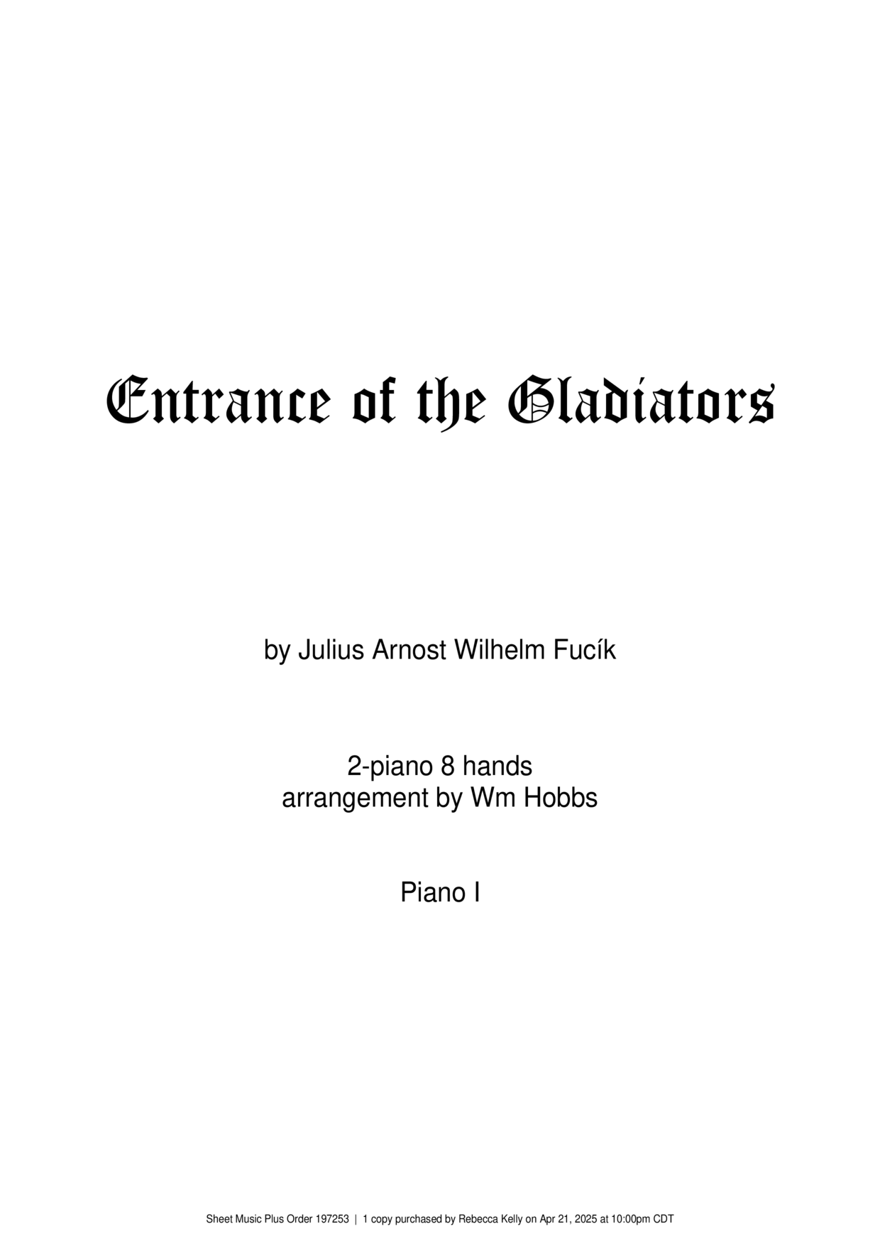 Entry Of The Gladiatorsピアノ譜